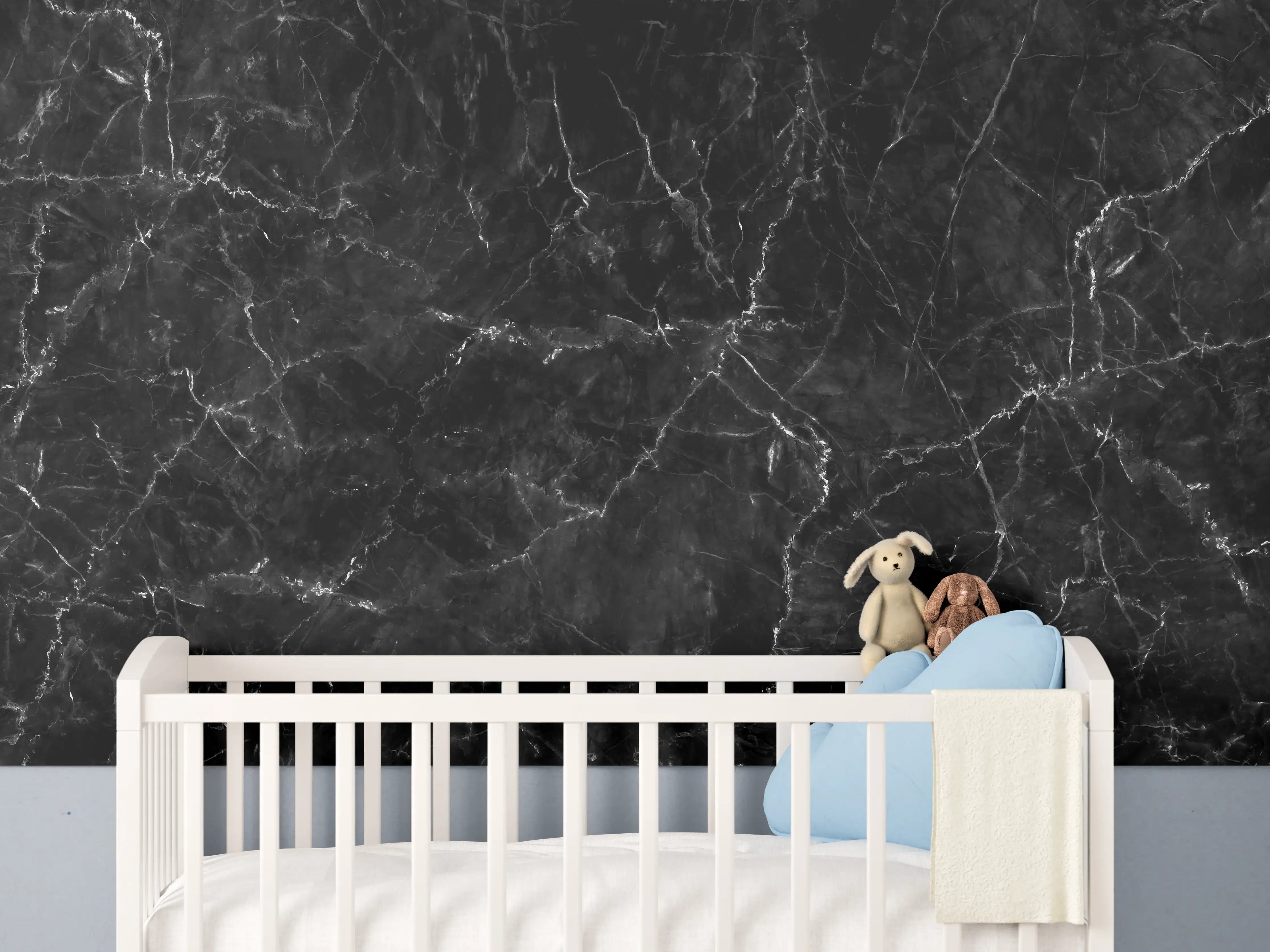 Babyzimmer Wandgestaltung - Natürlicher schwarzer Marmor