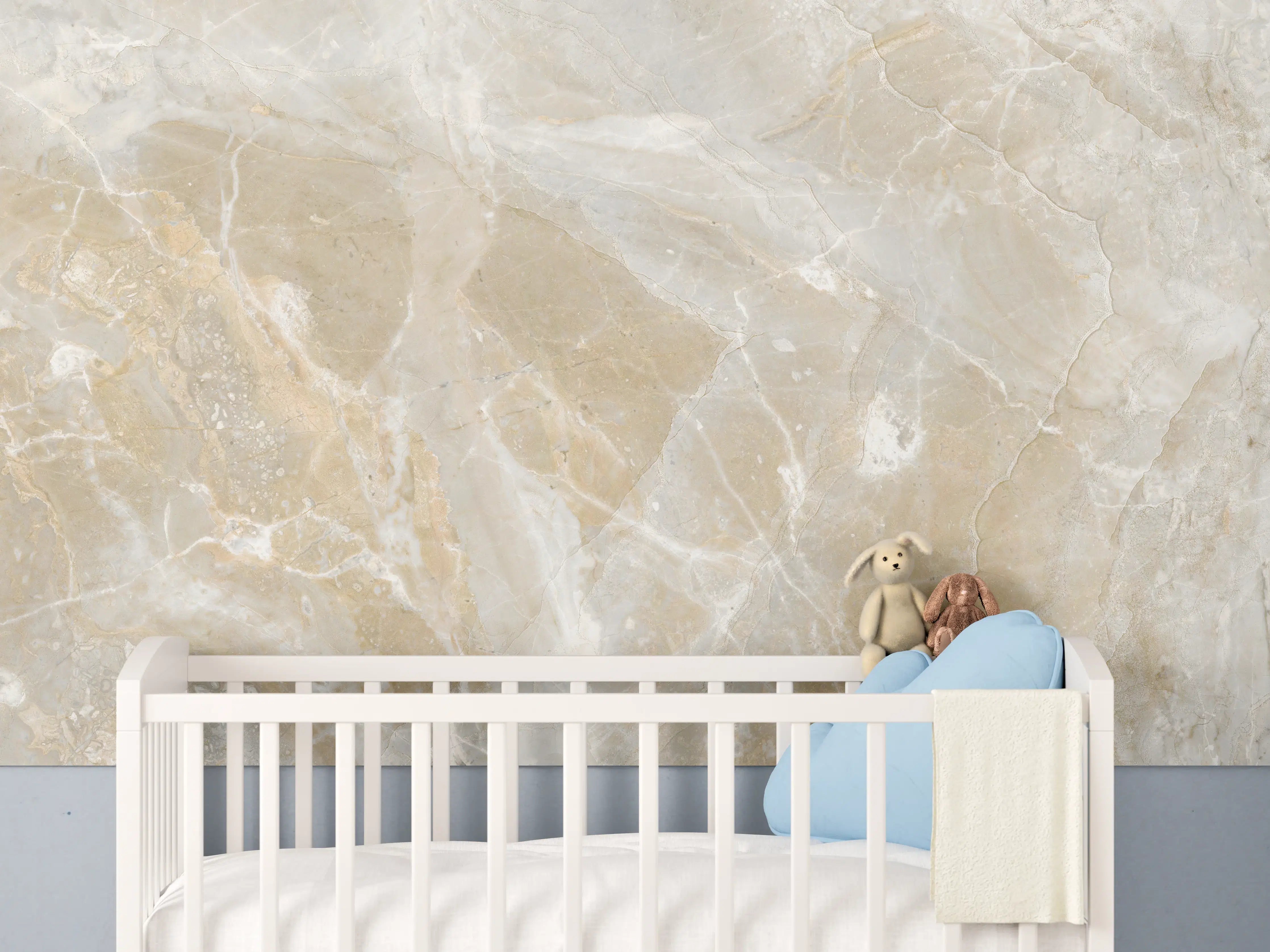 Babyzimmer Wandgestaltung - Natürliches Muster aus Marmor - Hell