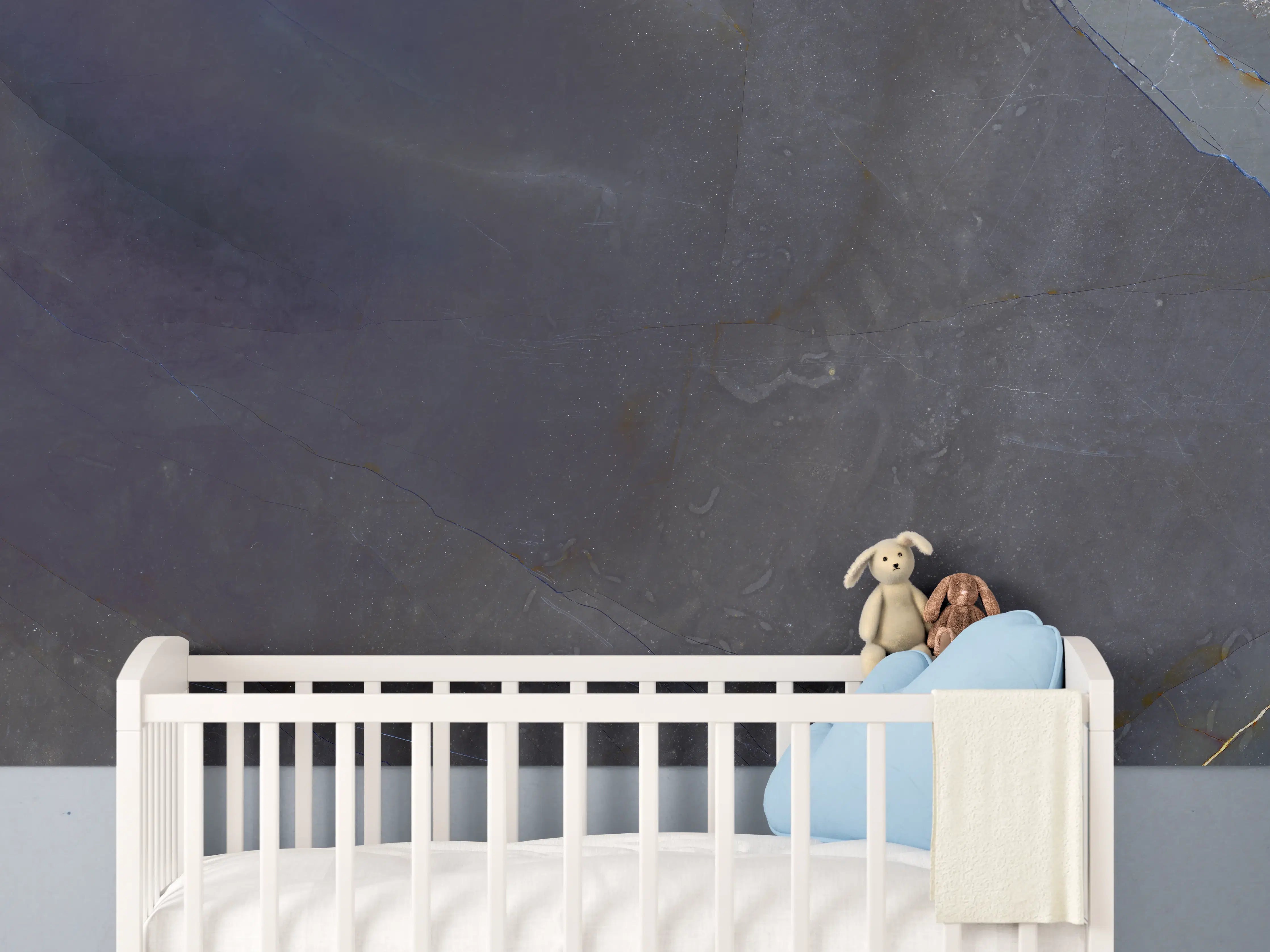 Babyzimmer Wandgestaltung - Natürliches blaues Marmormuster