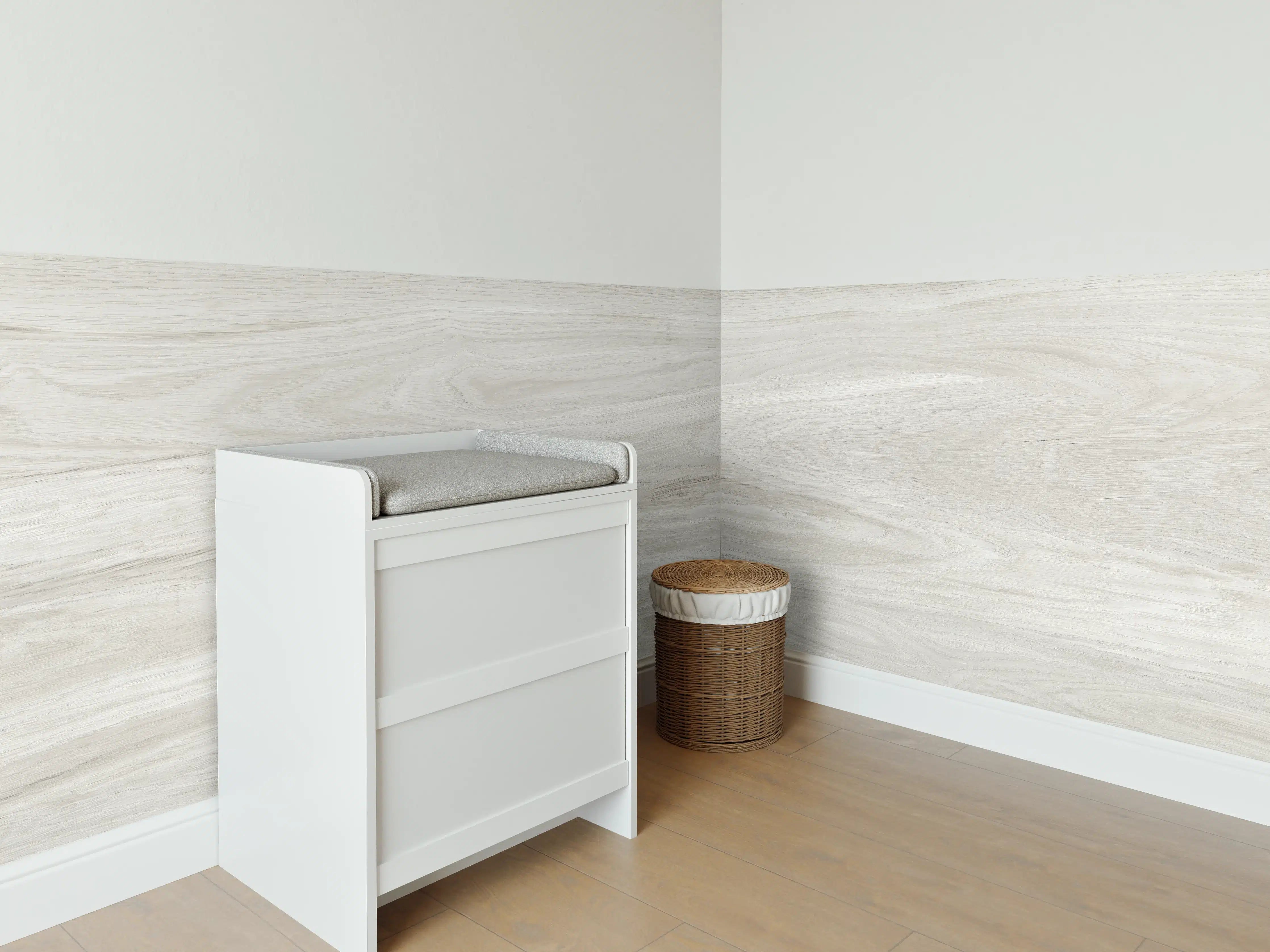 Babyzimmer Wandgestaltung - Natürliches helles Holzmuster