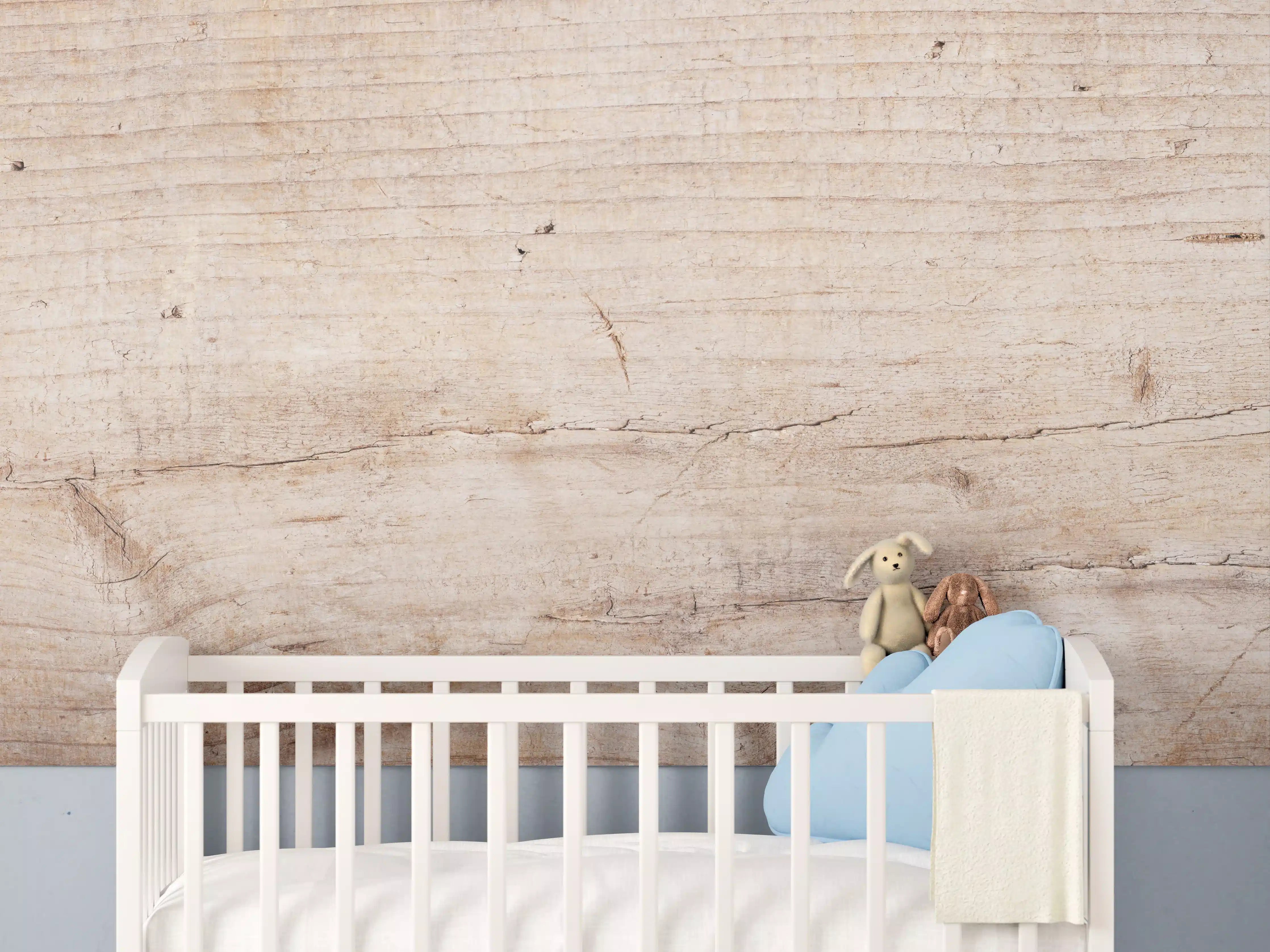 Babyzimmer Wandgestaltung - Naturbelassene Holzoptik