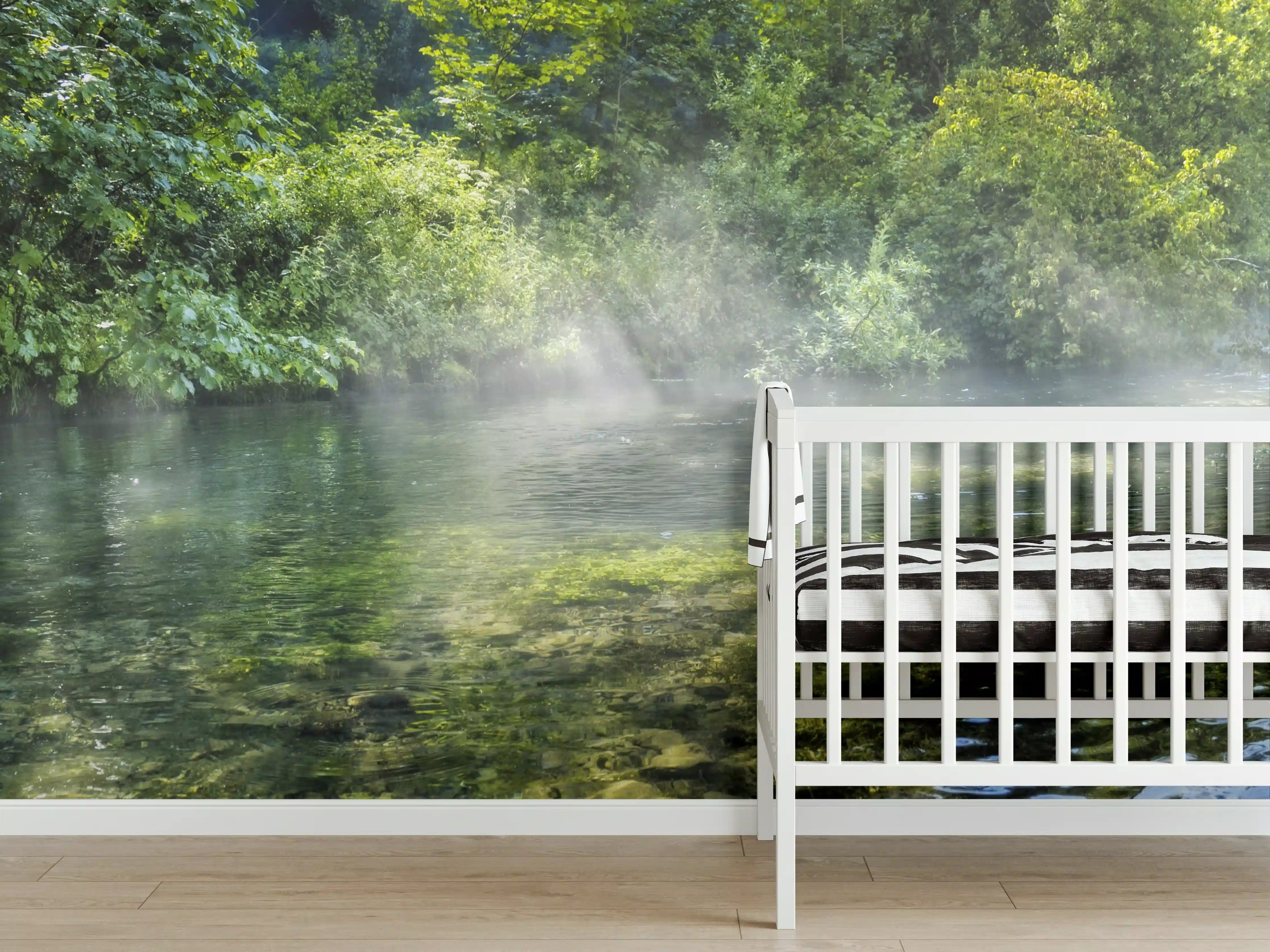 Babyzimmer Wandgestaltung - Naturidyll am Flussufer