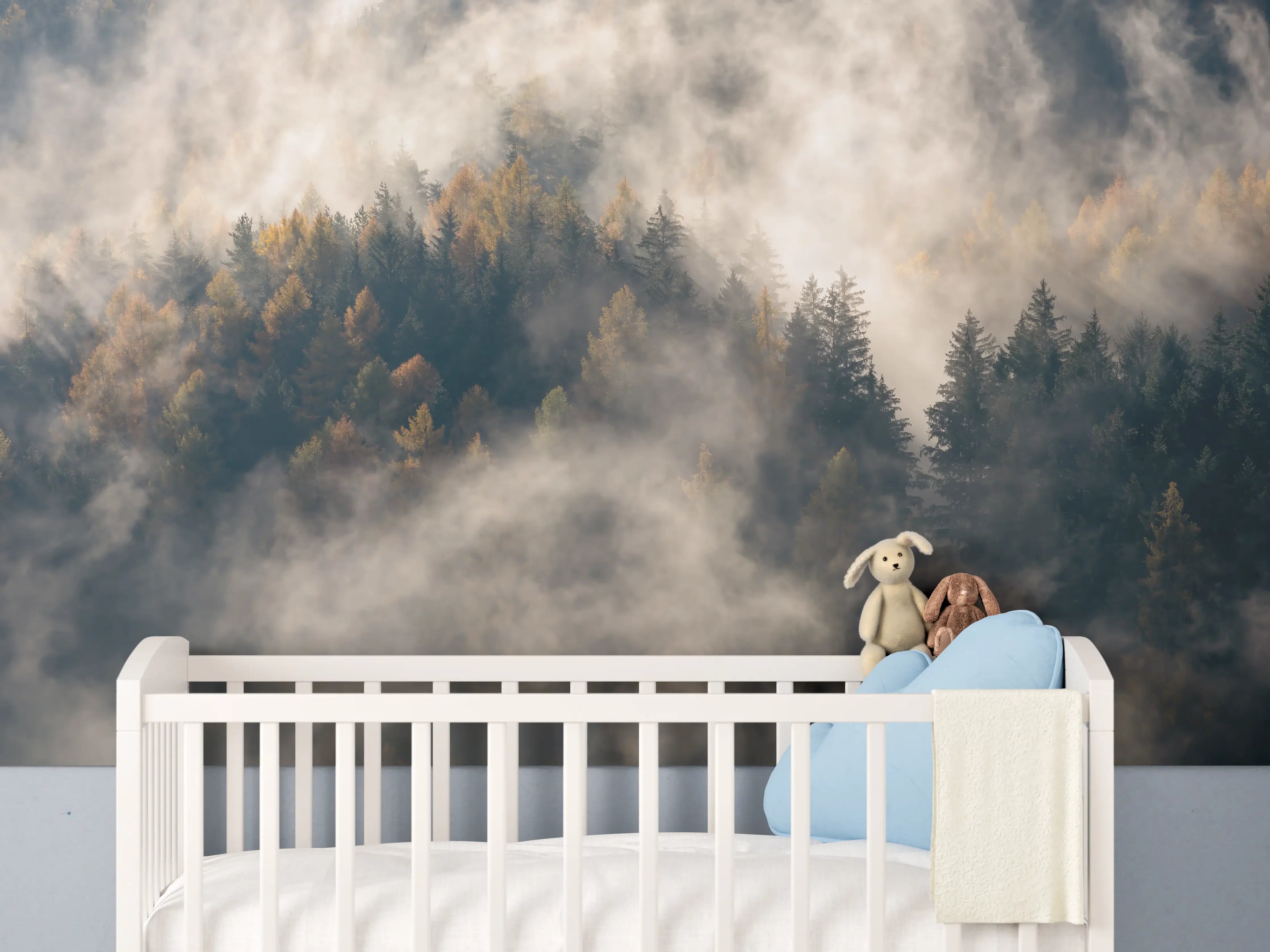 Babyzimmer Wandgestaltung - Nebel im Wald