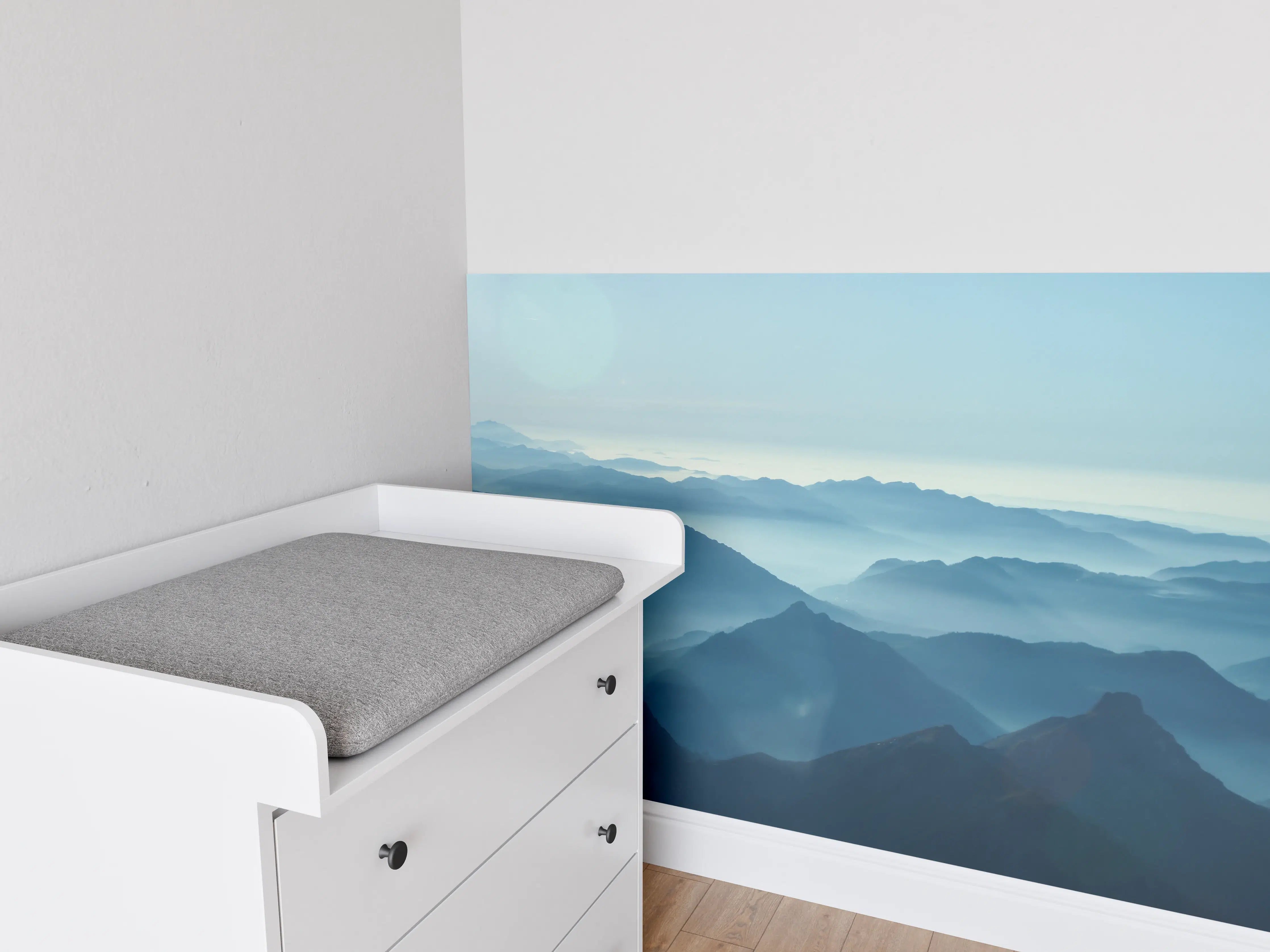 Babyzimmer Wandgestaltung - Nebelschwaden in den Tälern des Voralpenlandes