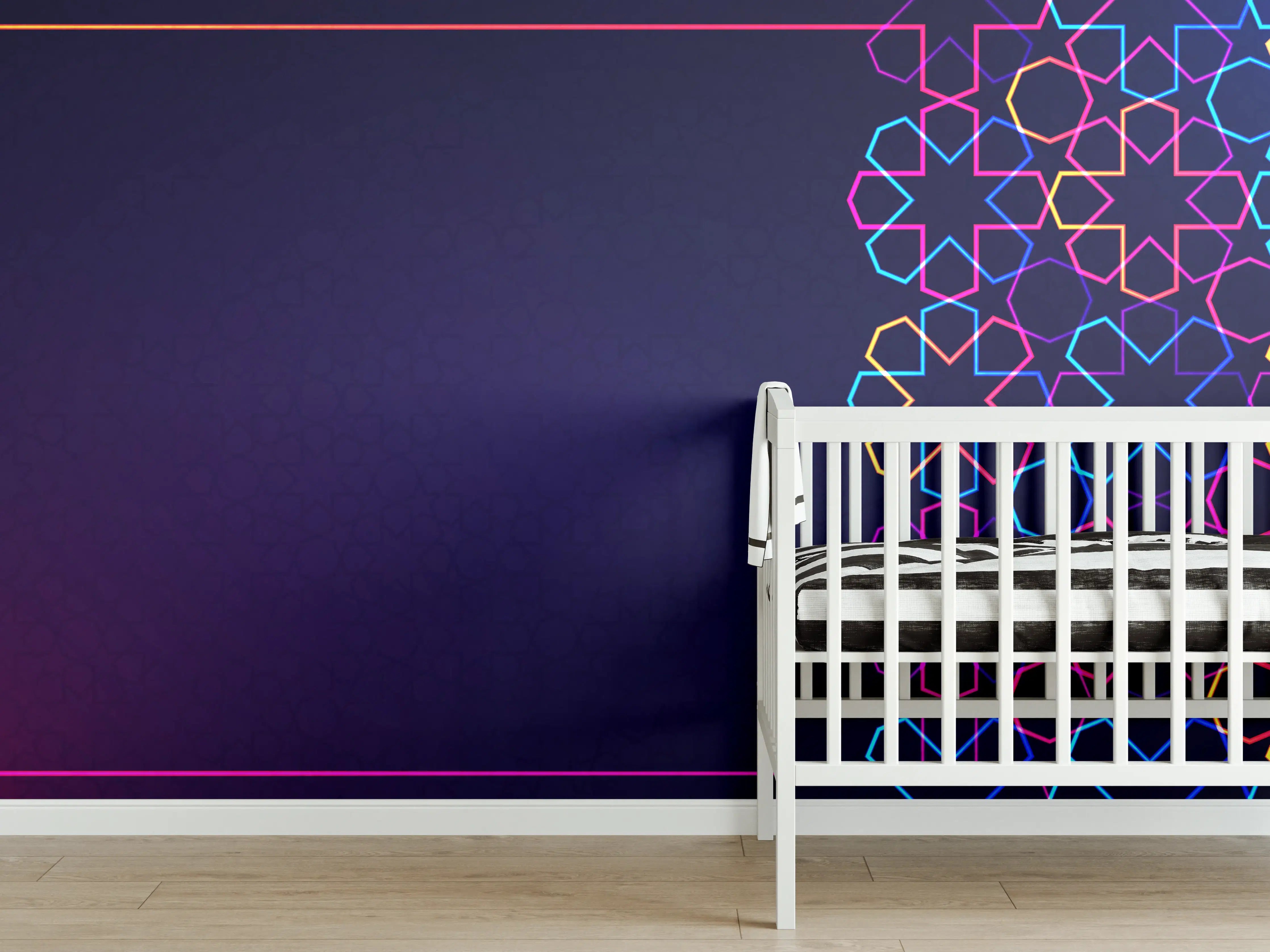 Babyzimmer Wandgestaltung - Neon Muster Eid Mubarak