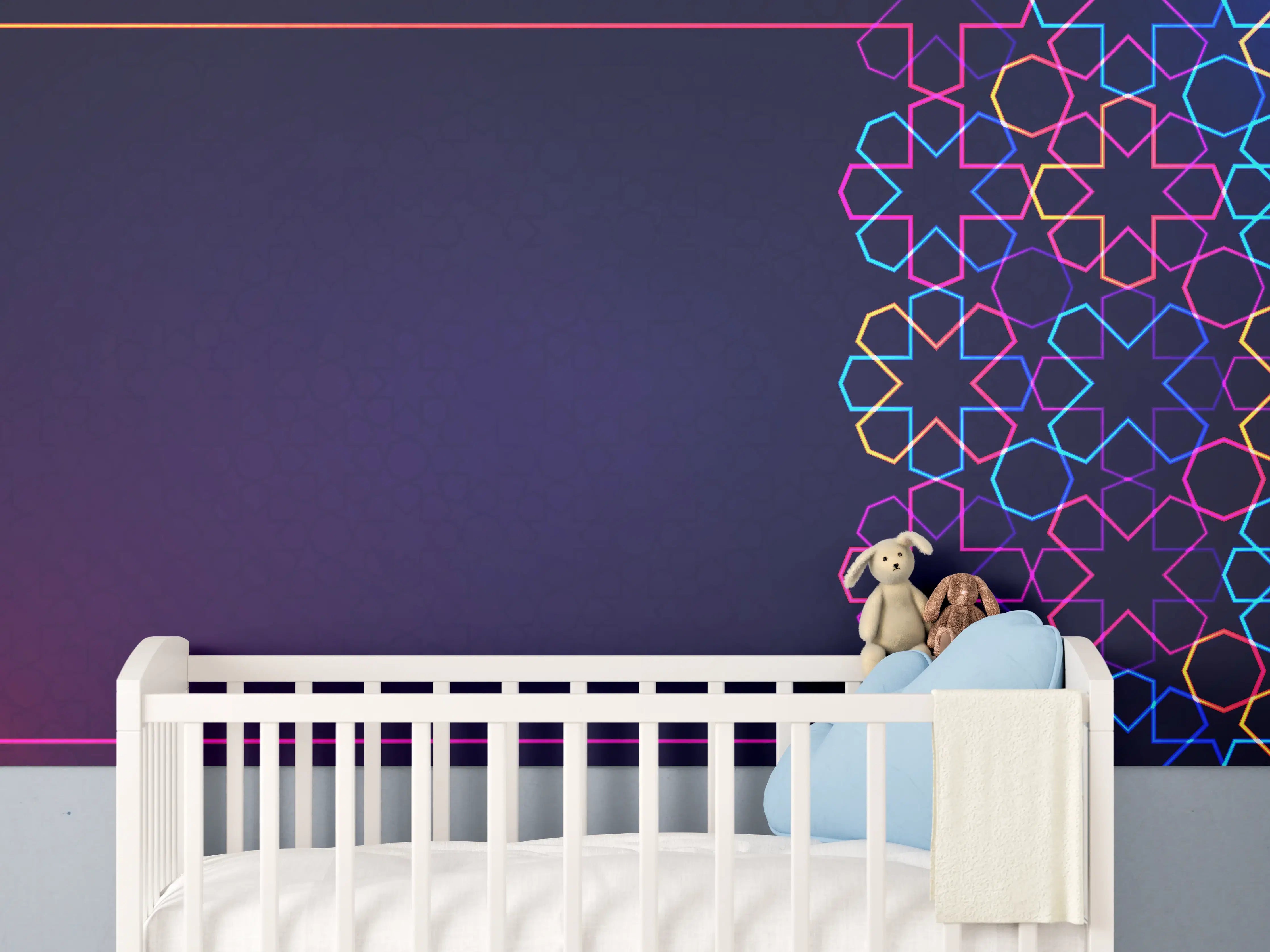 Babyzimmer Wandgestaltung - Neon Muster Eid Mubarak