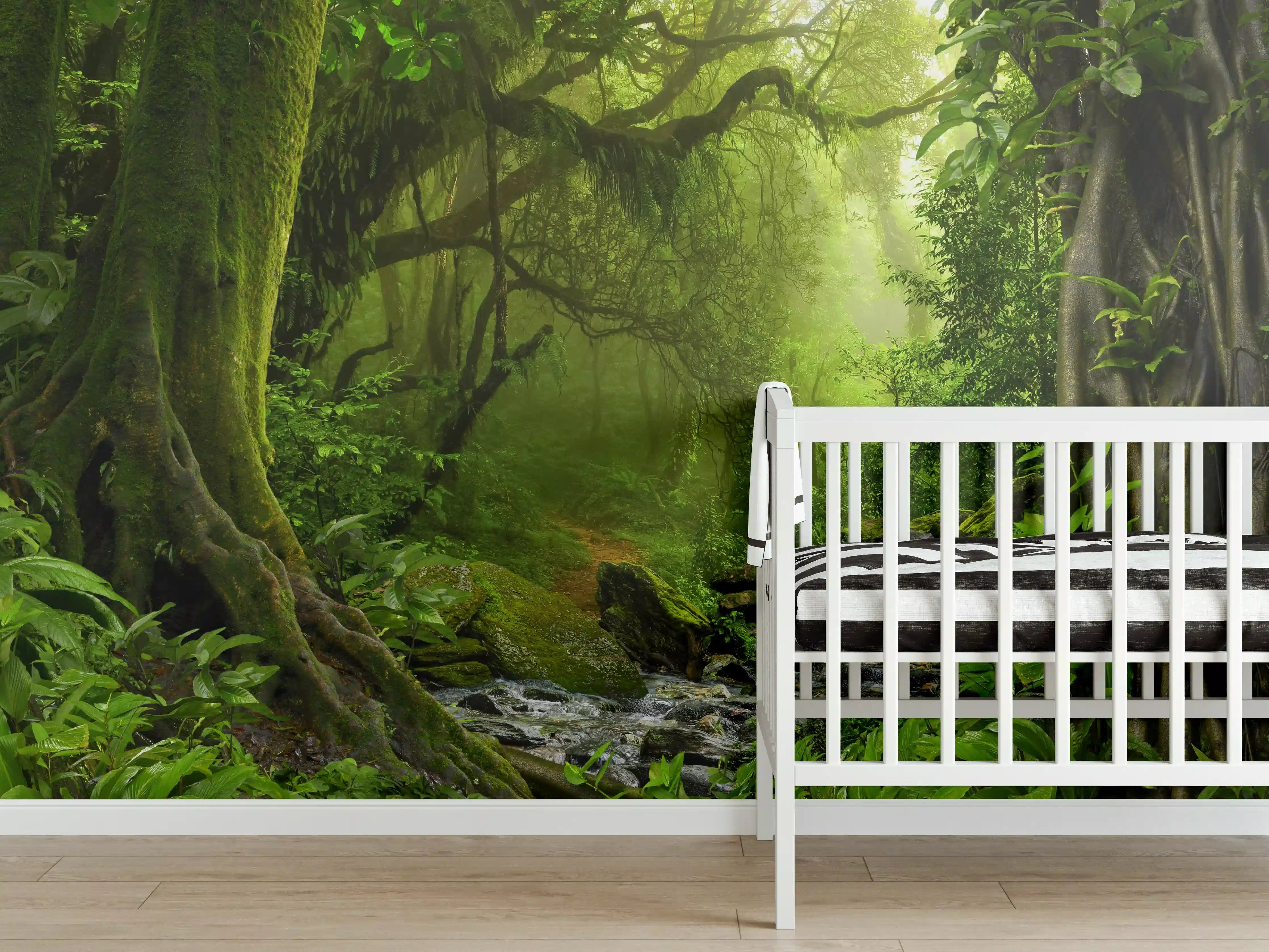 Babyzimmer Wandgestaltung - Nepal Dschungel mit Fluss