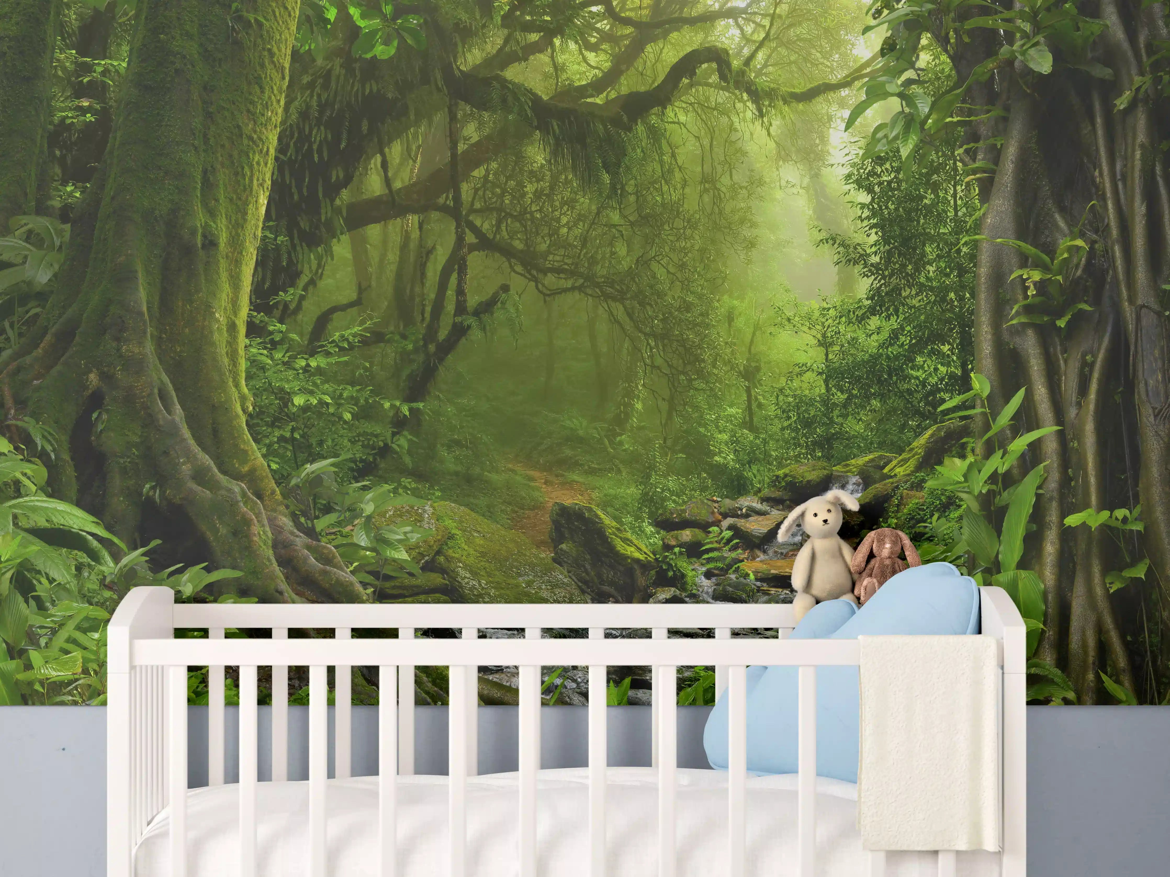 Babyzimmer Wandgestaltung - Nepal Dschungel mit Fluss