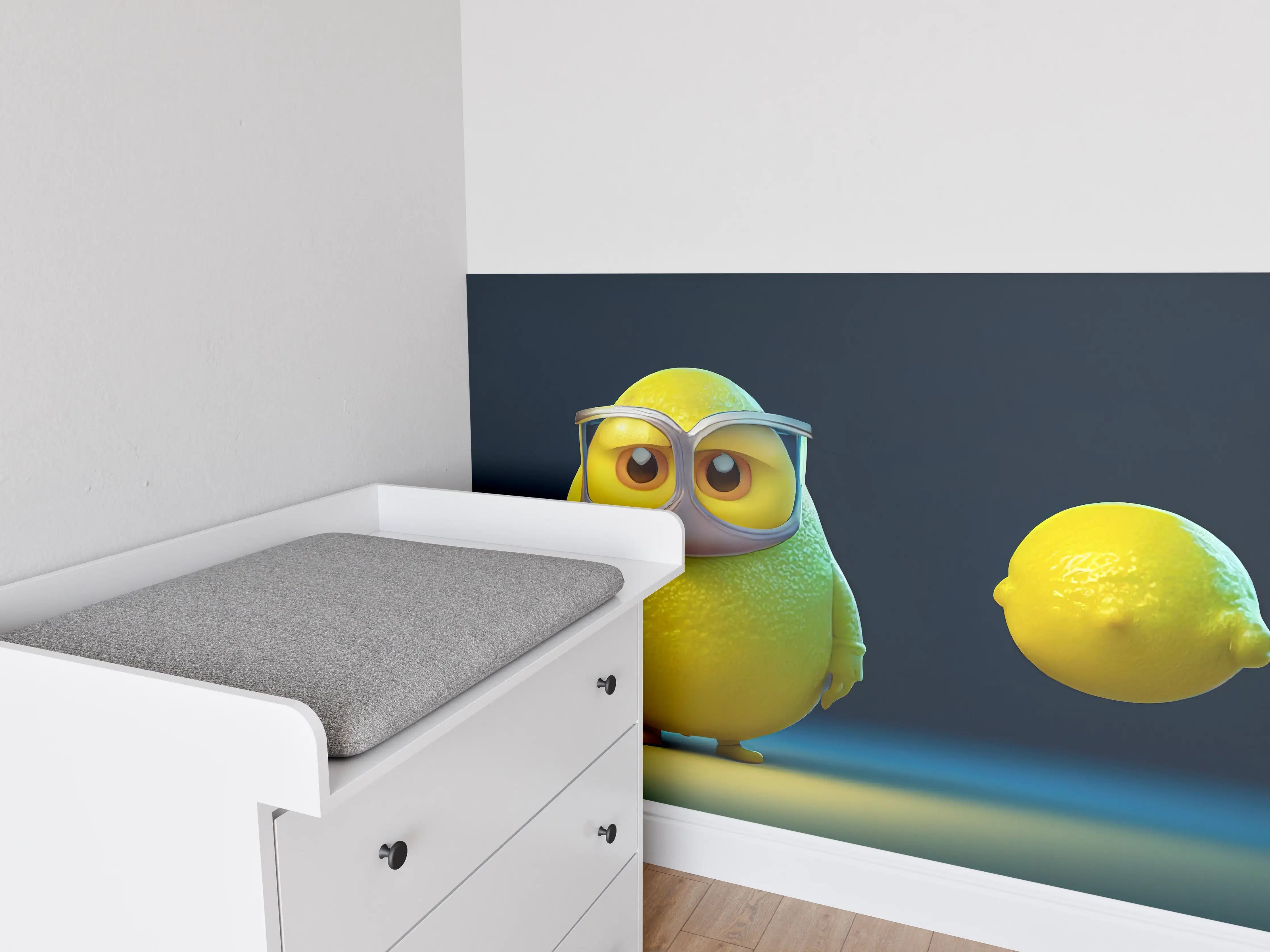 Babyzimmer Wandgestaltung - Nerdige Cartoon Zitrone