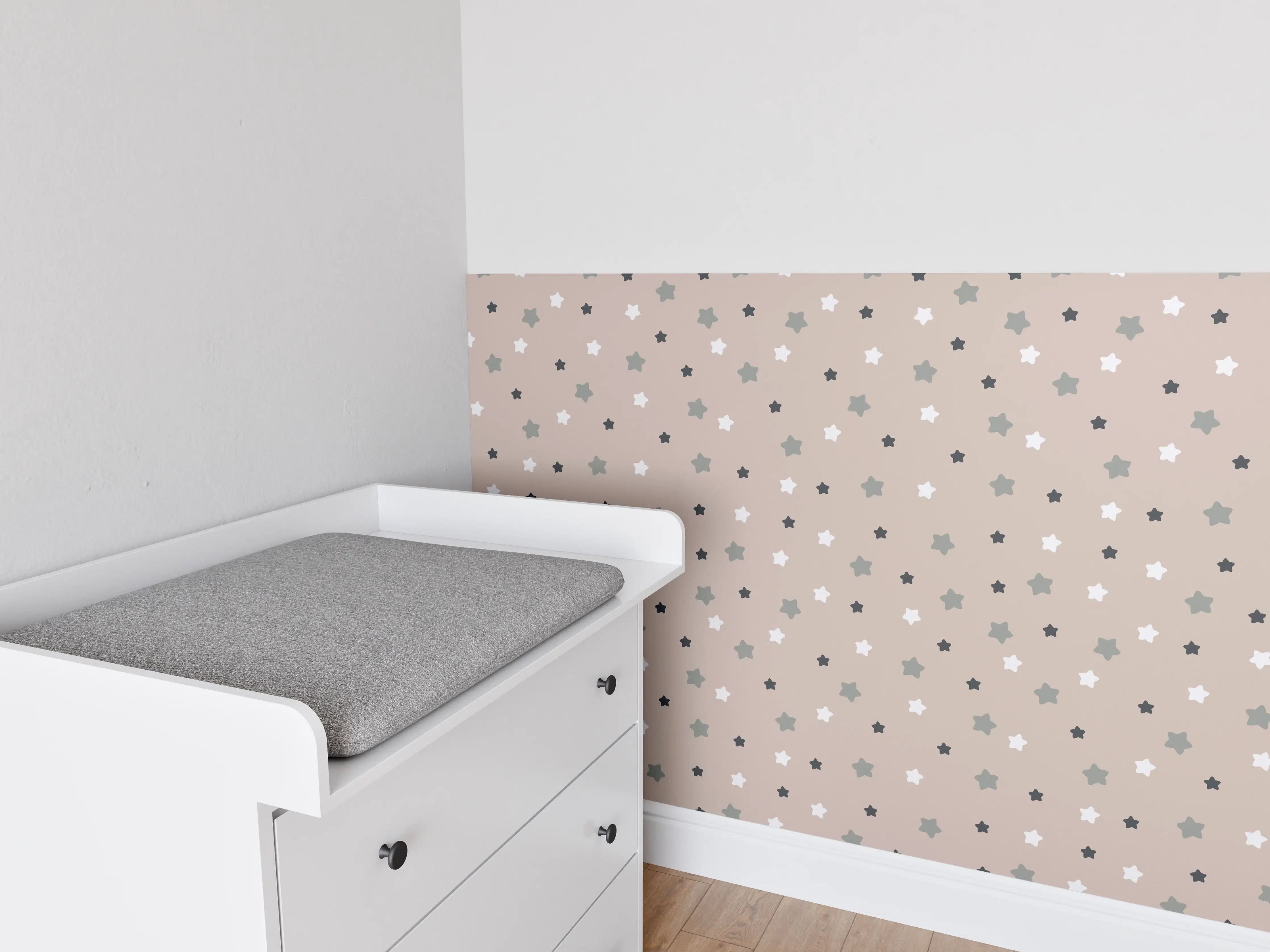 Babyzimmer Wandgestaltung - Neutrale Sternchen Wandgestaltung