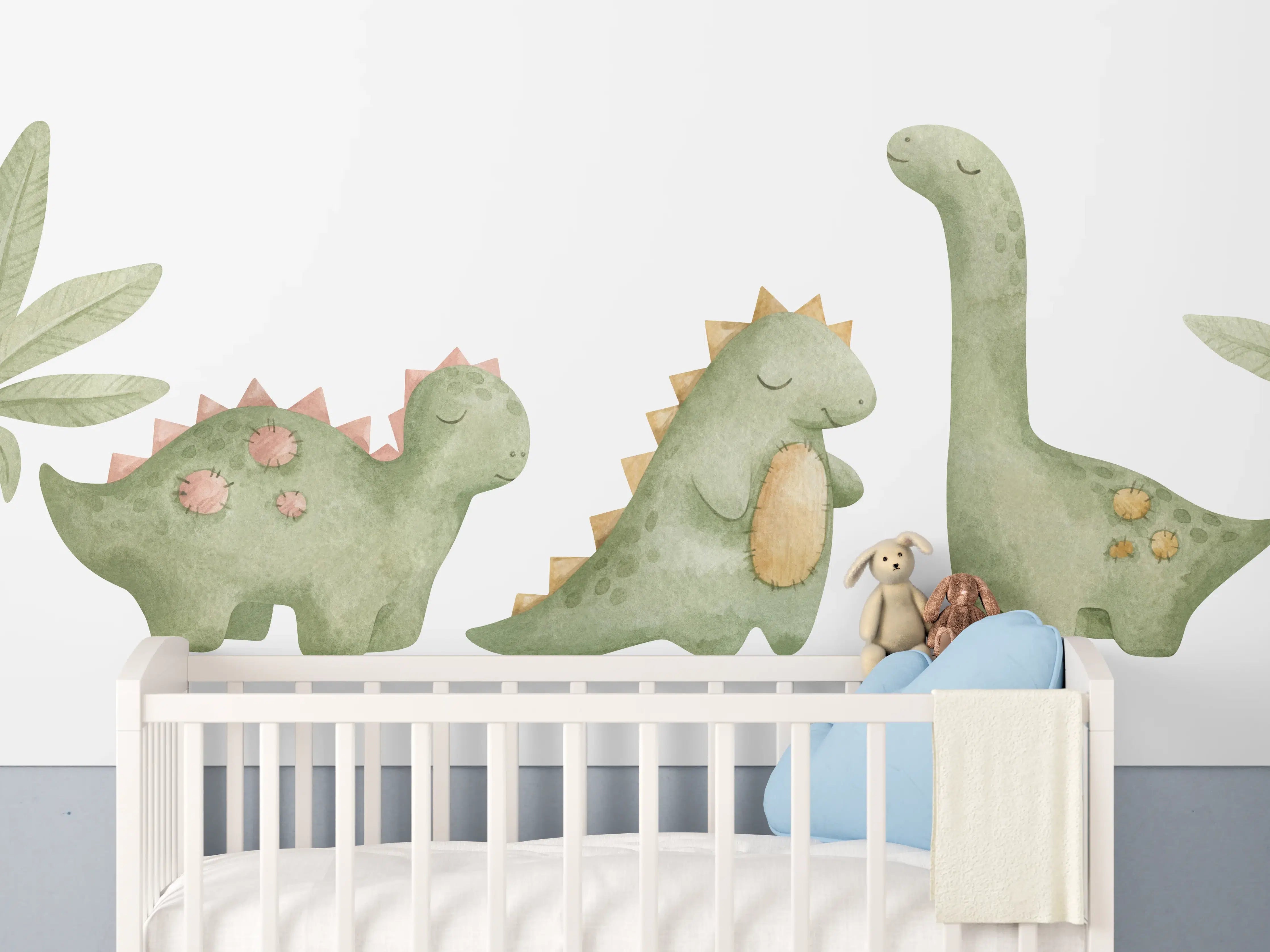 Babyzimmer Wandgestaltung - Niedliche Dinosaurier