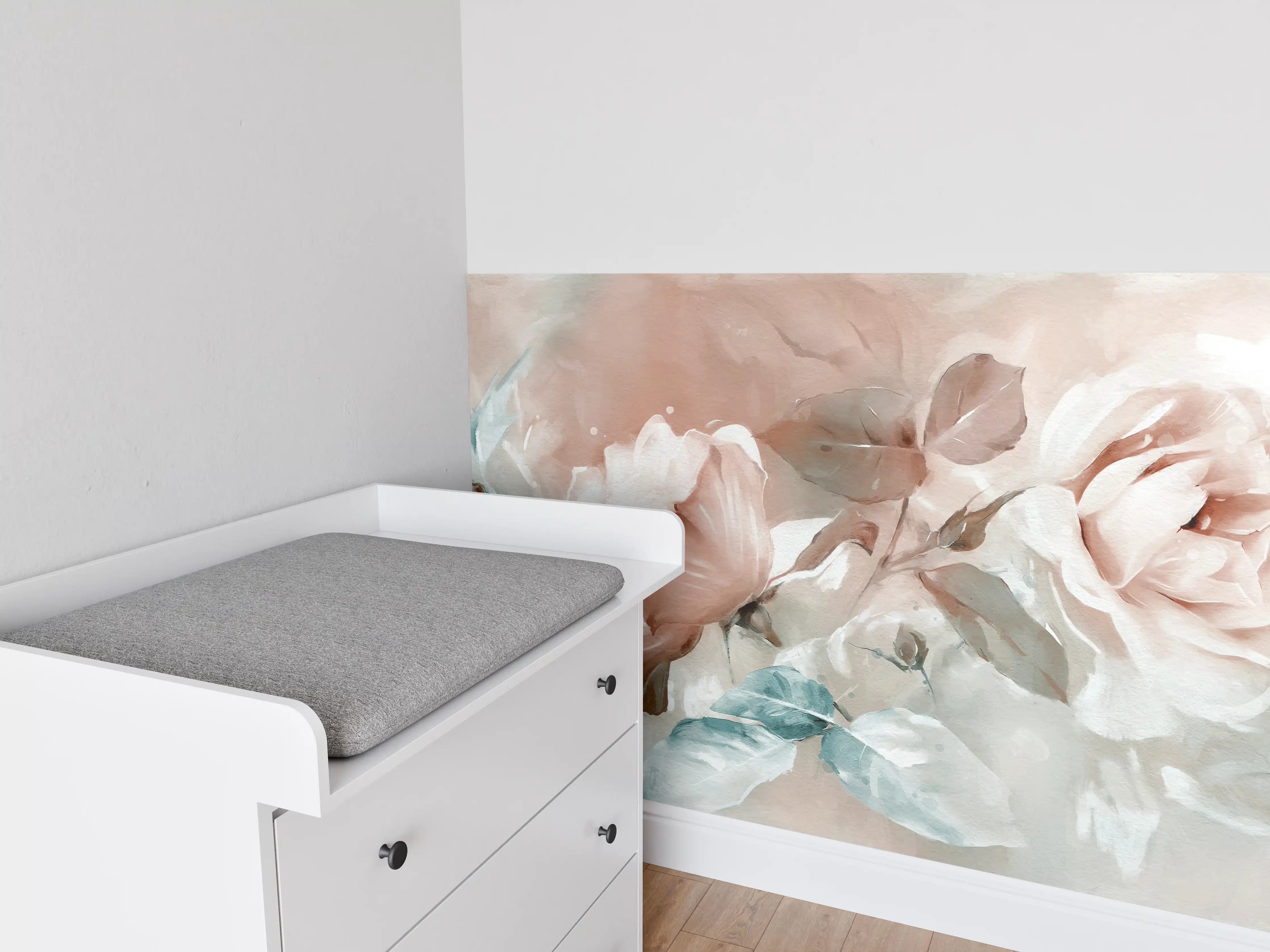 Babyzimmer Wandgestaltung - Ölgemälde mit Rose