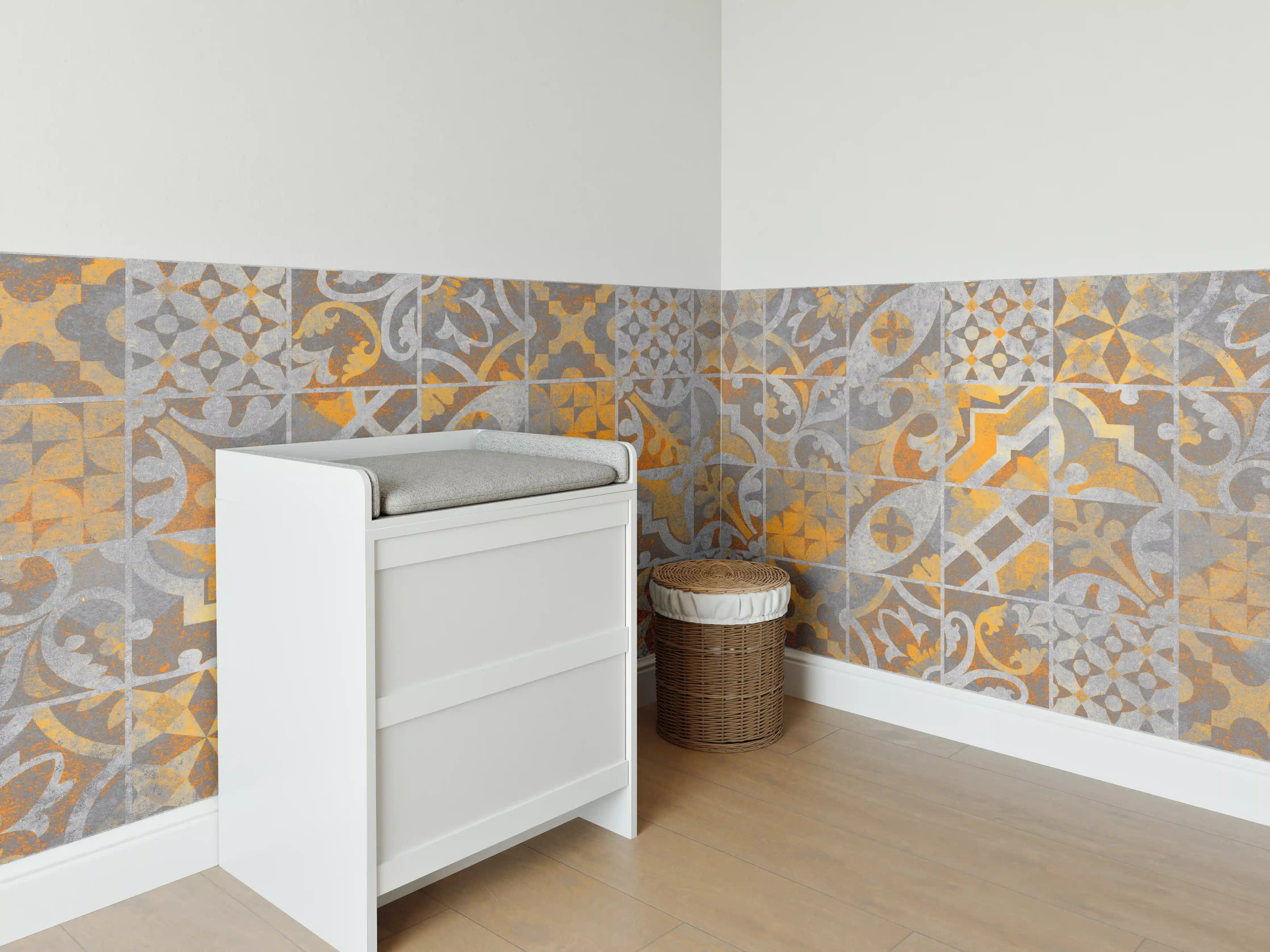Babyzimmer Wandgestaltung - Orange Helles Licht Stein Beton