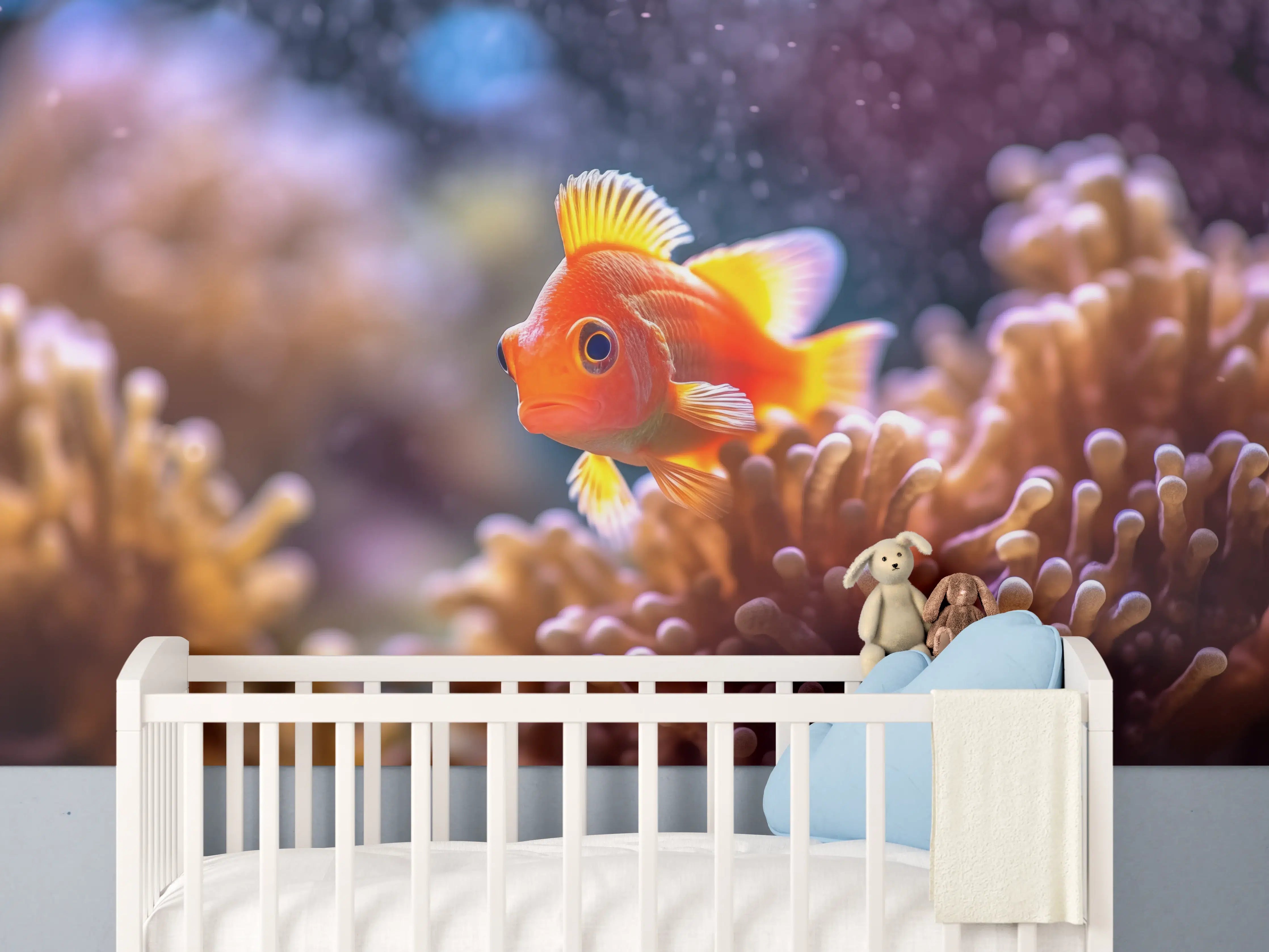 Babyzimmer Wandgestaltung - Oranger Anemonenfisch im Korallenriff
