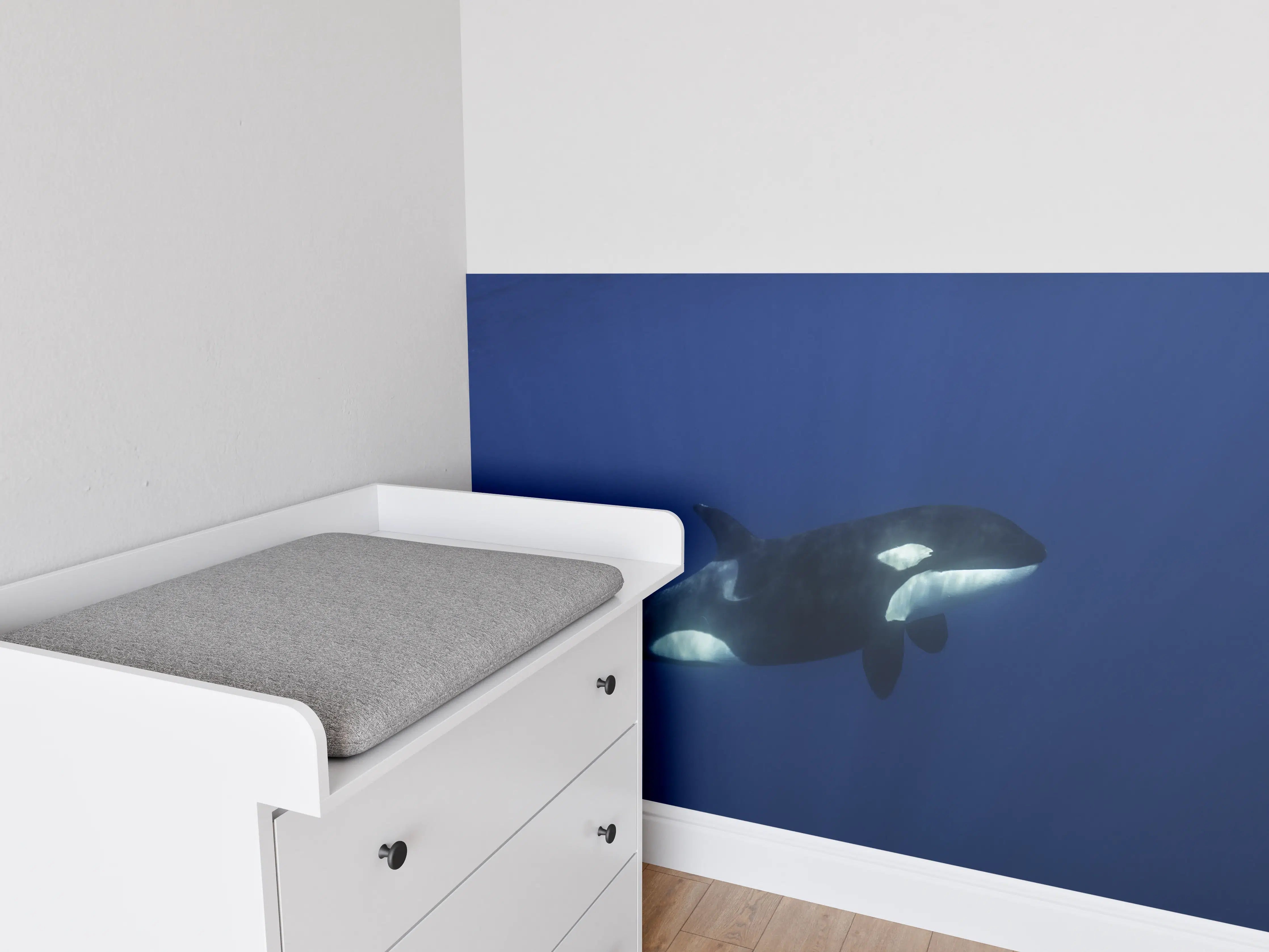 Babyzimmer Wandgestaltung - Orca im blauen Pazifik