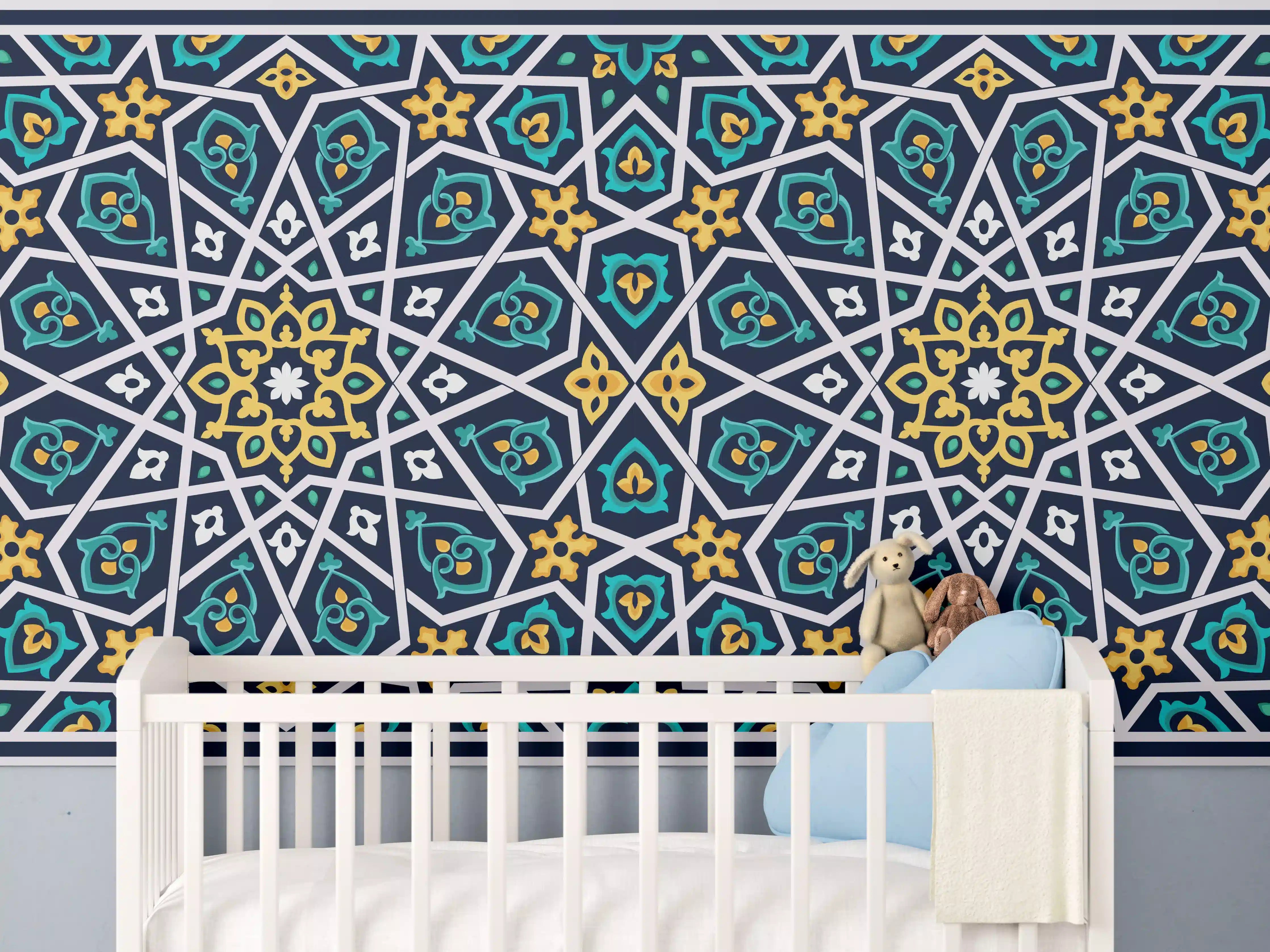 Babyzimmer Wandgestaltung - Orientalische Sternstruktur