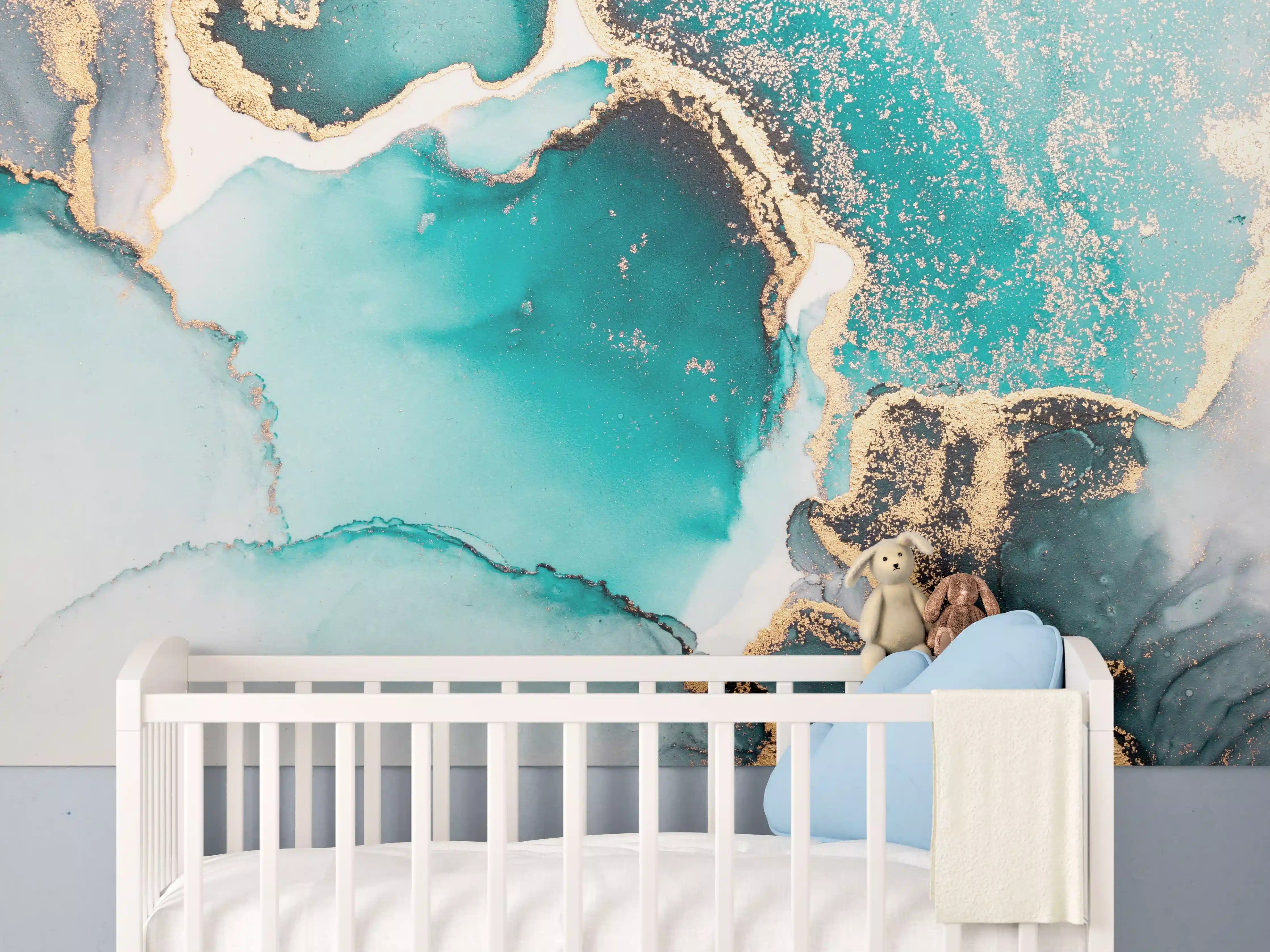 Babyzimmer Wandgestaltung - Ozean Blaue Flüssigkunst