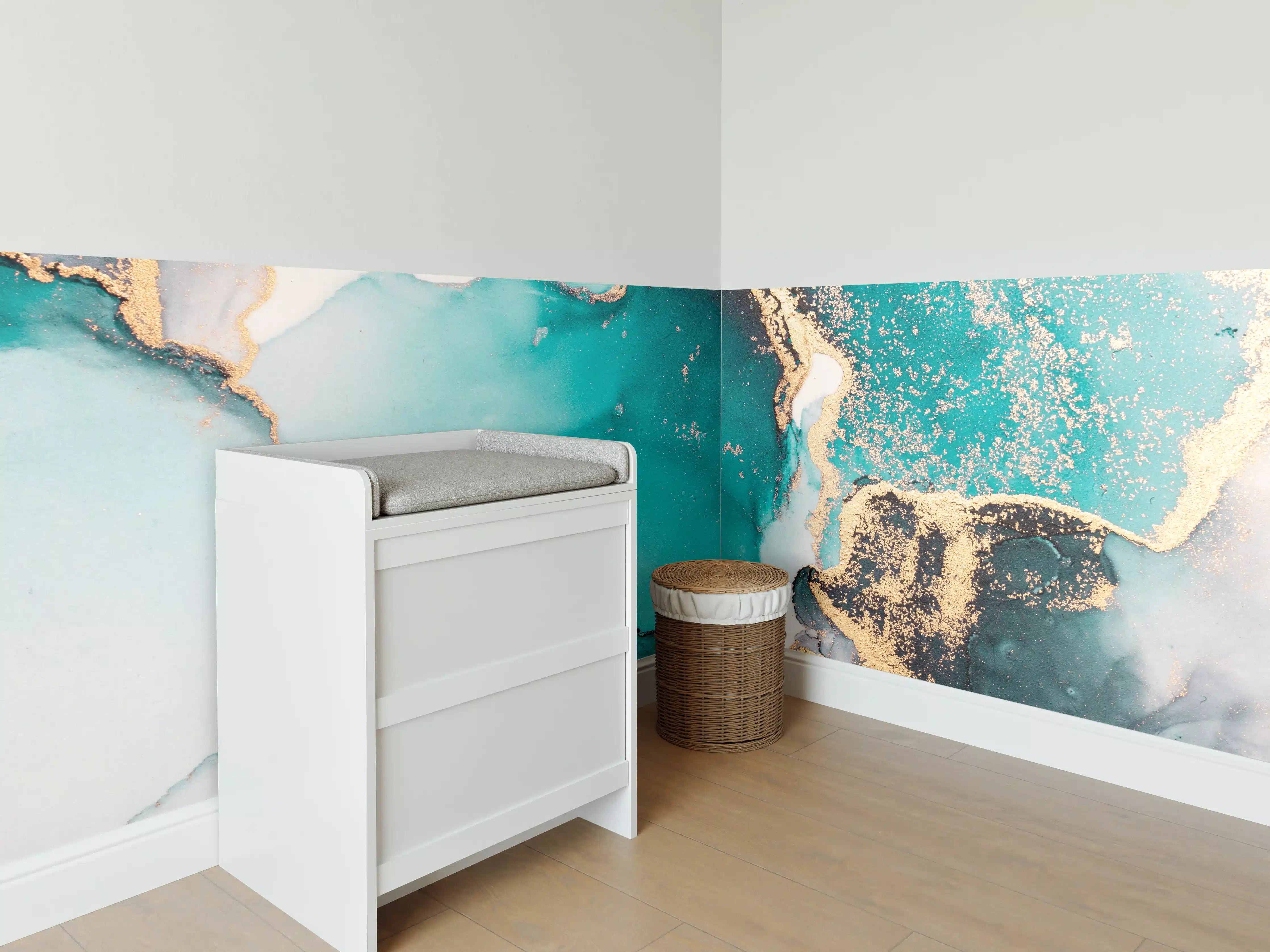 Babyzimmer Wandgestaltung - Ozean Blaue Flüssigkunst