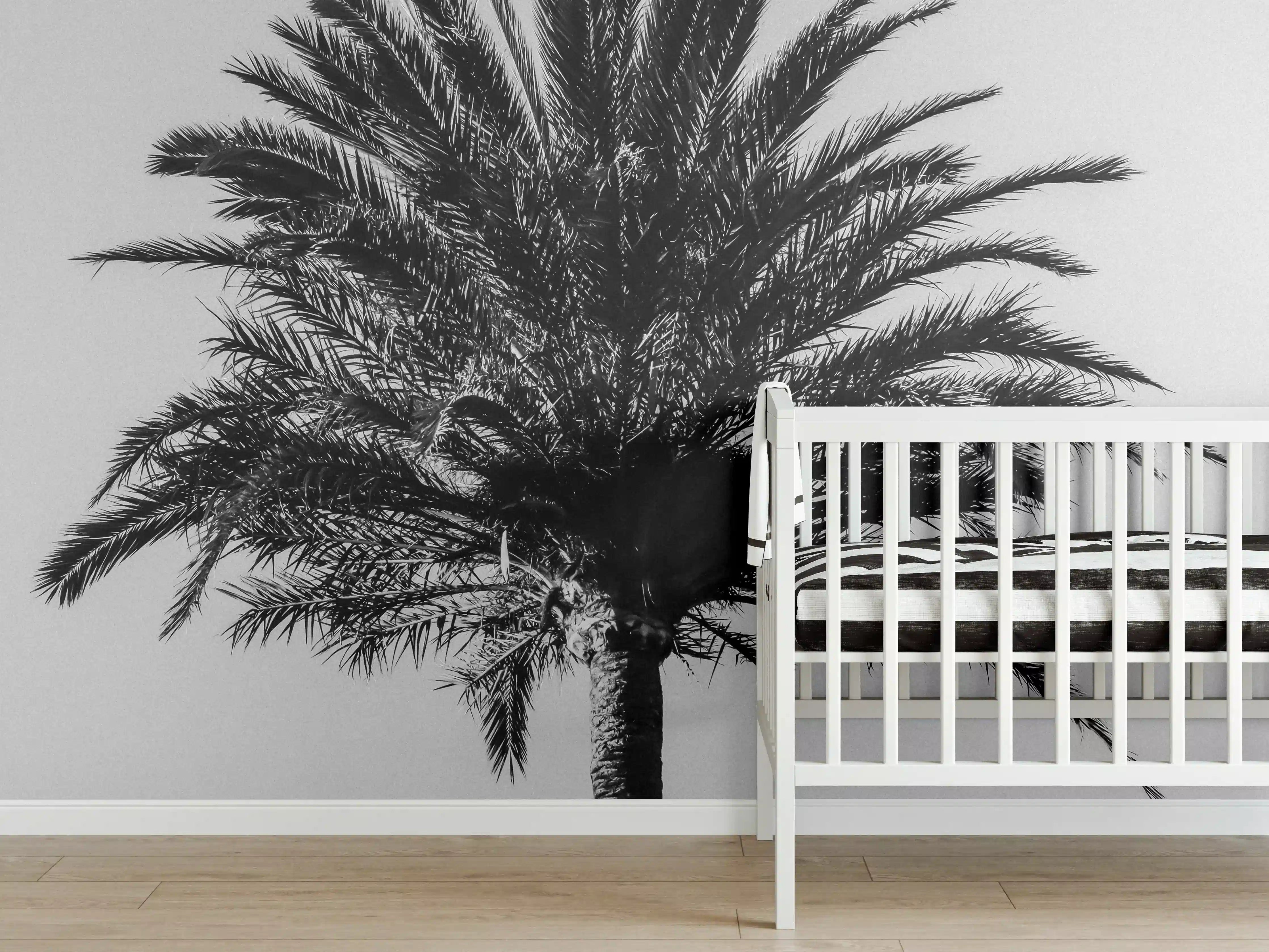 Babyzimmer Wandgestaltung - Palme - Schwarz-weiß