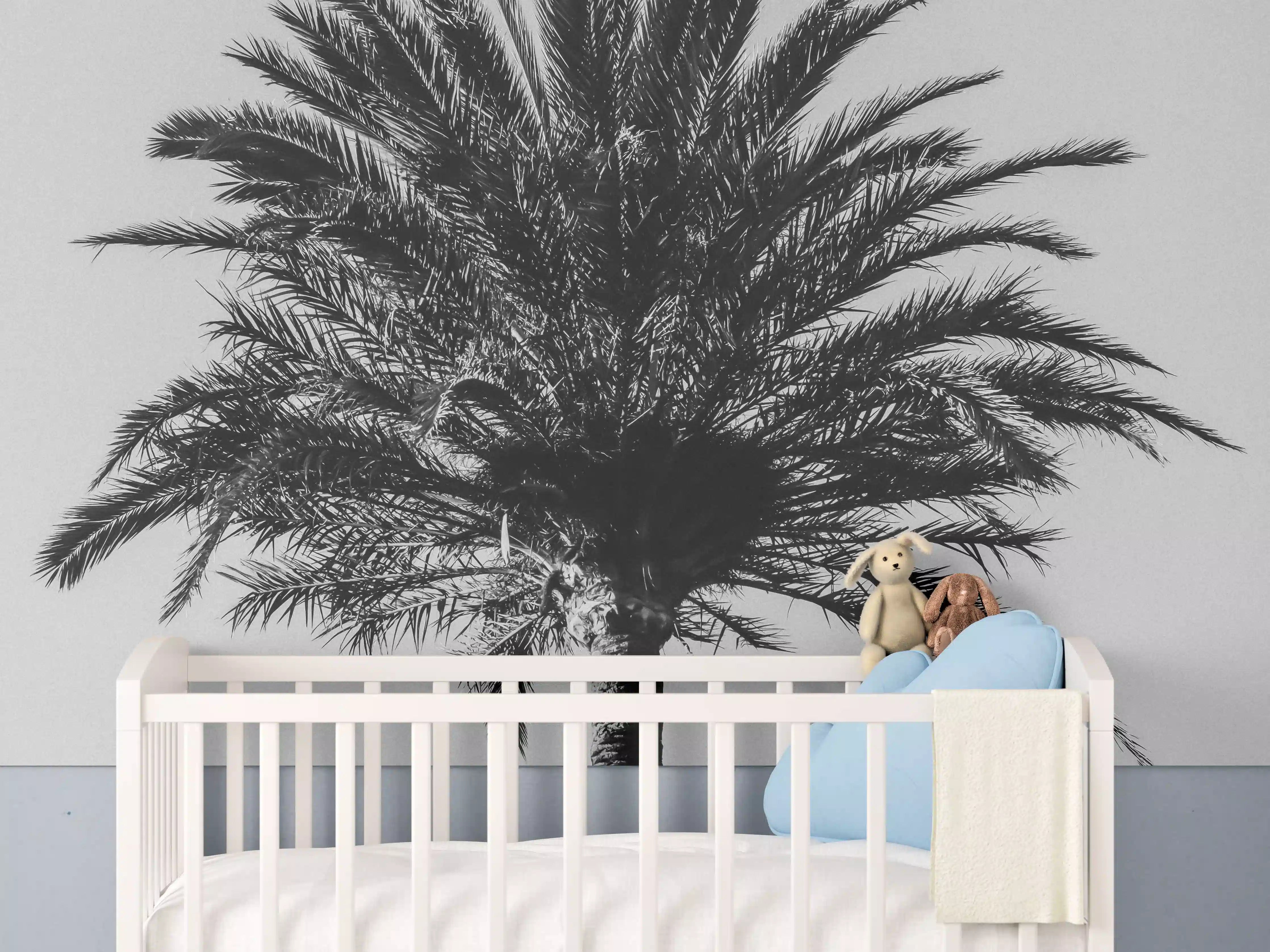 Babyzimmer Wandgestaltung - Palme - Schwarz-weiß