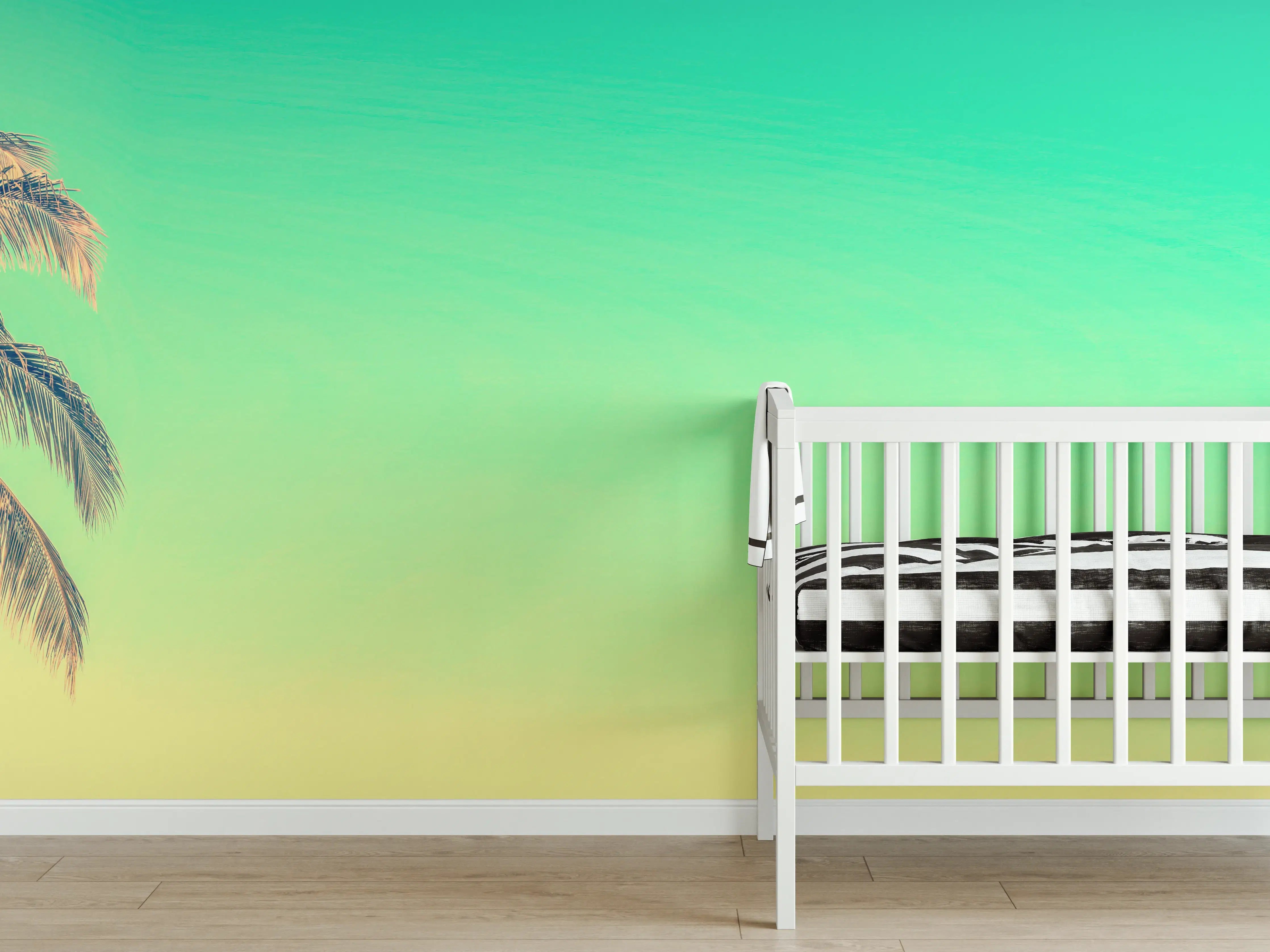 Babyzimmer Wandgestaltung - Palme im Panorama-Himmel