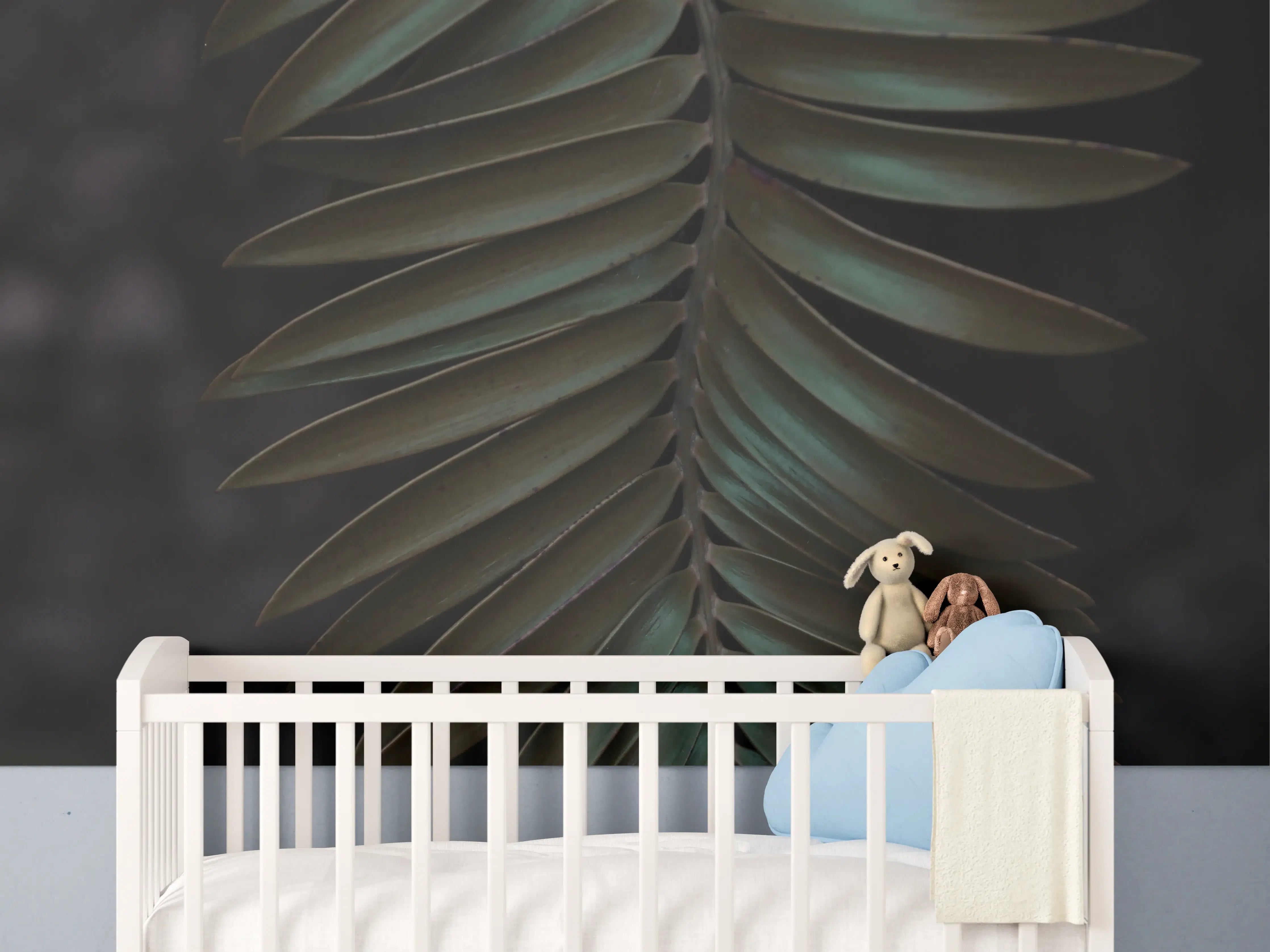 Babyzimmer Wandgestaltung - Palmenblätter