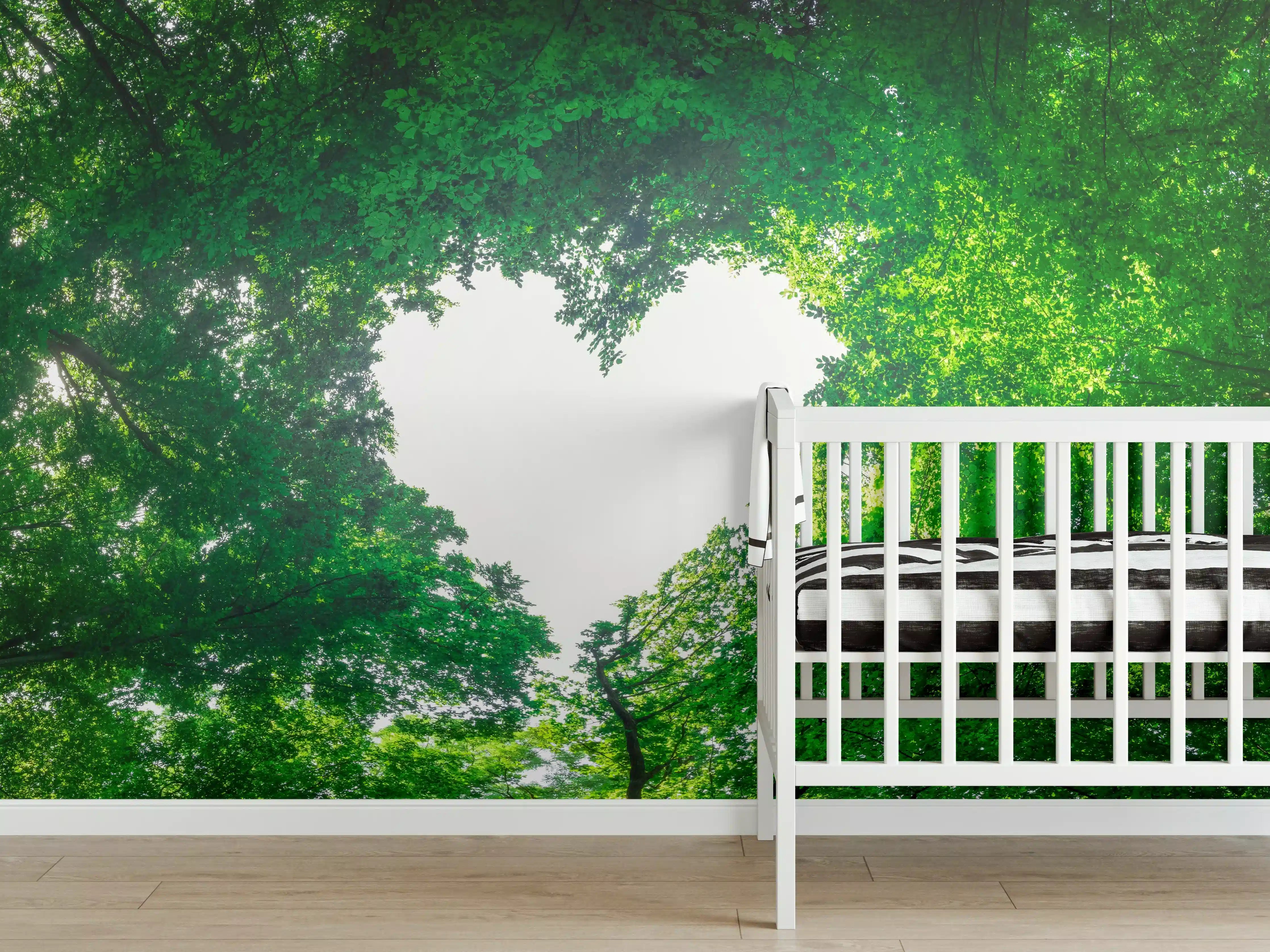 Babyzimmer Wandgestaltung - Panorama - Baumkronen formen ein Herz