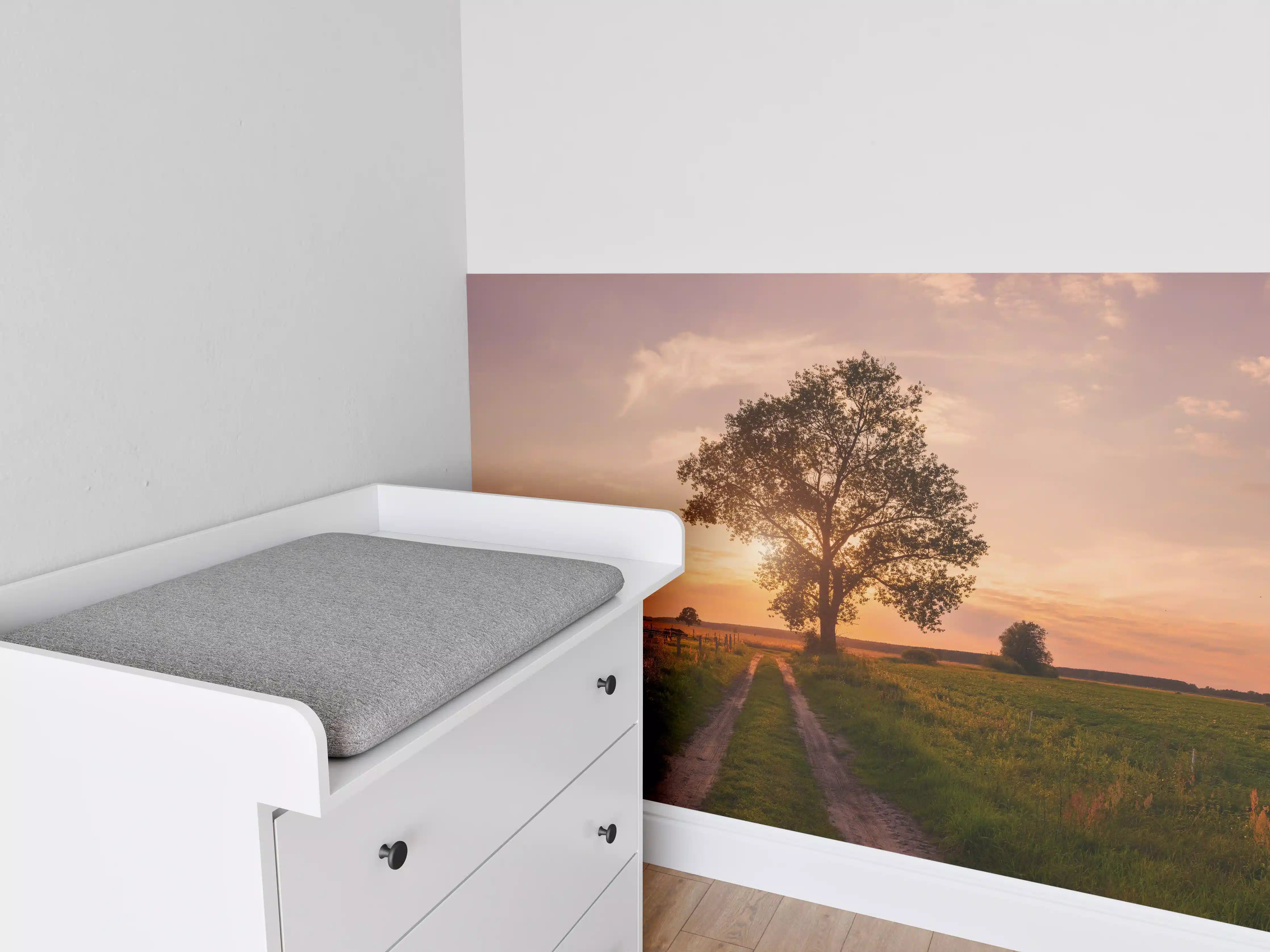 Babyzimmer Wandgestaltung - Panorama Landleben Feldweg