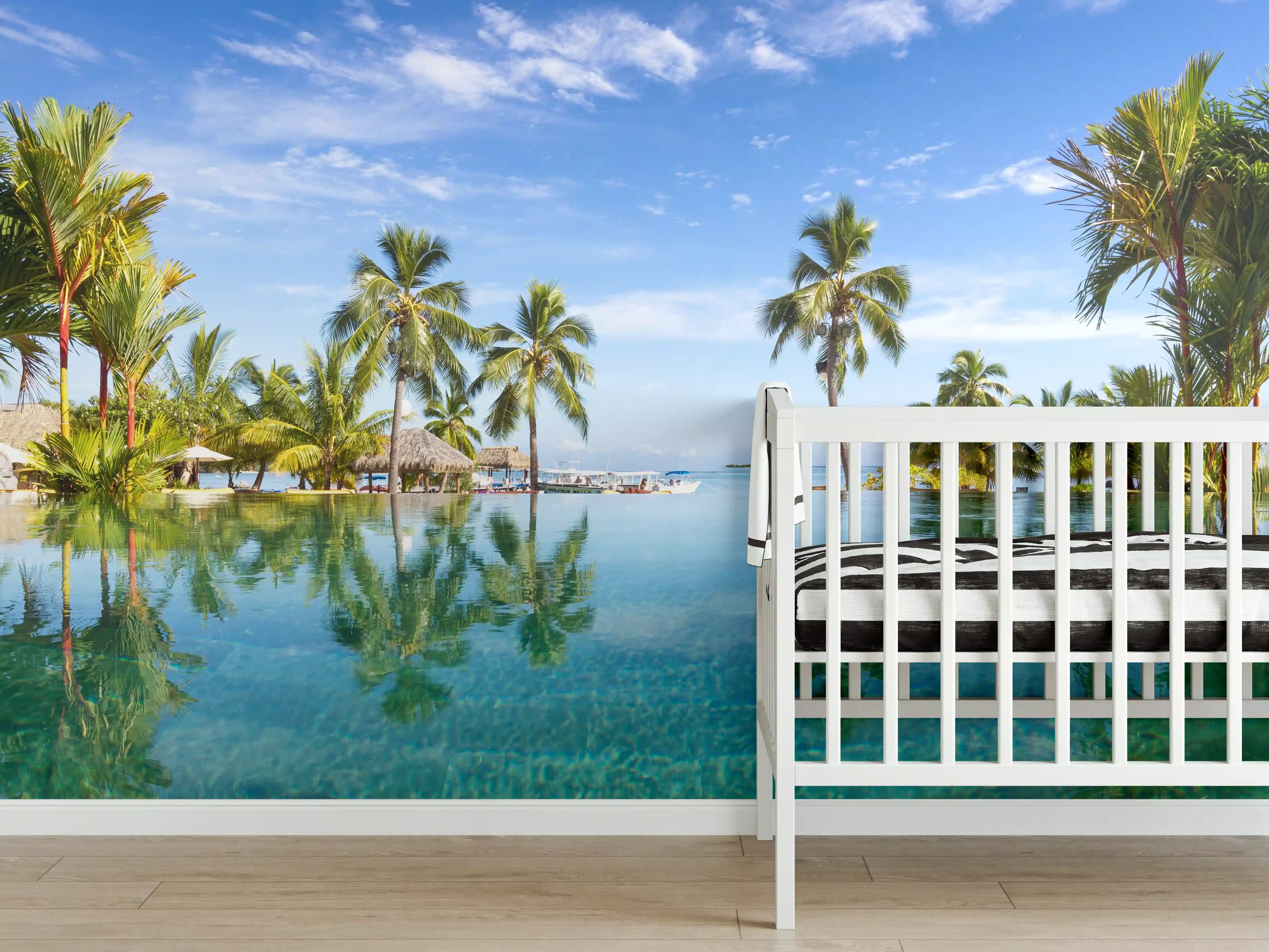 Babyzimmer Wandgestaltung - Panorama-Pool in der Karibik