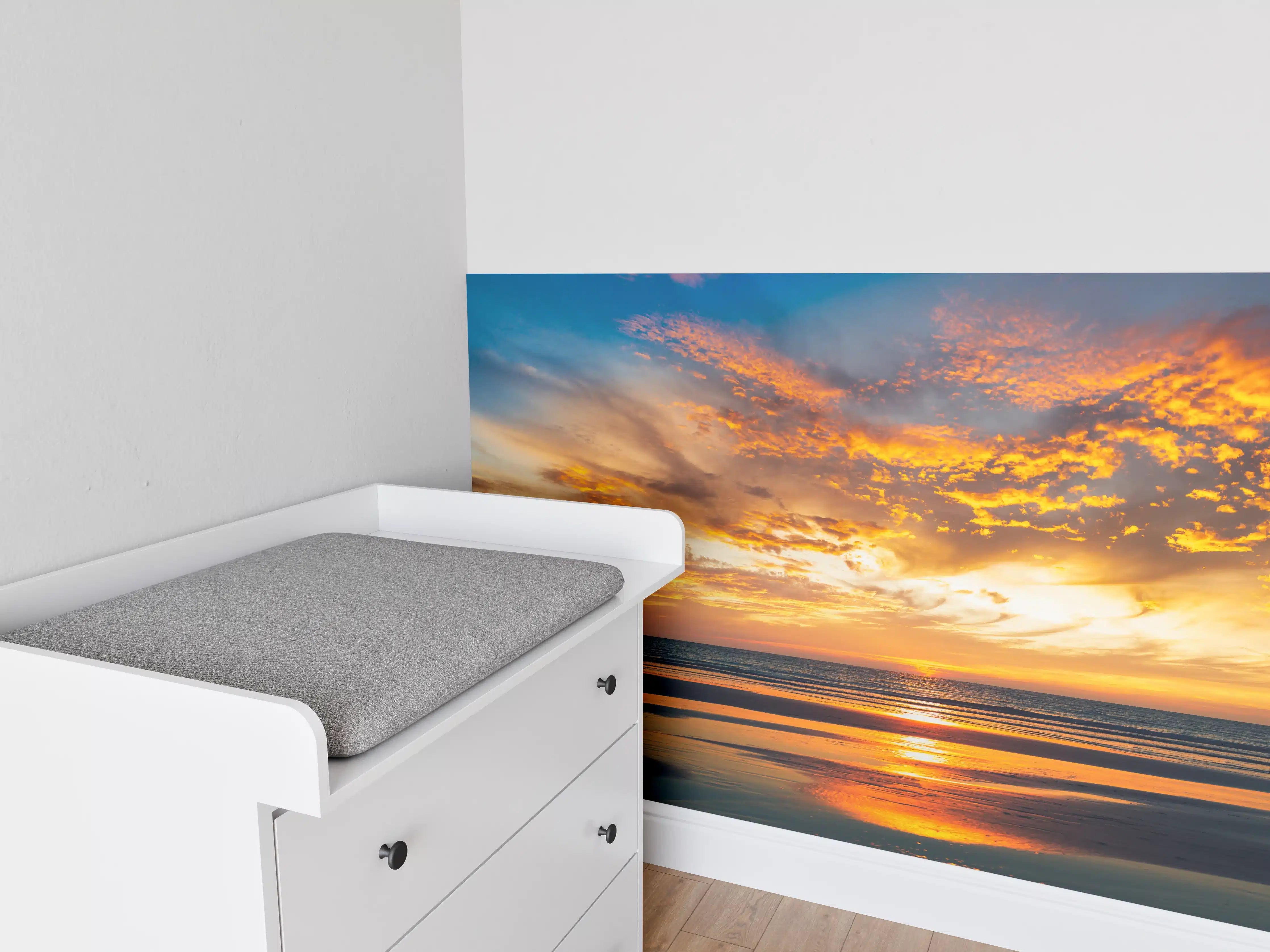 Babyzimmer Wandgestaltung - Panorama Sonnenuntergang am Meer