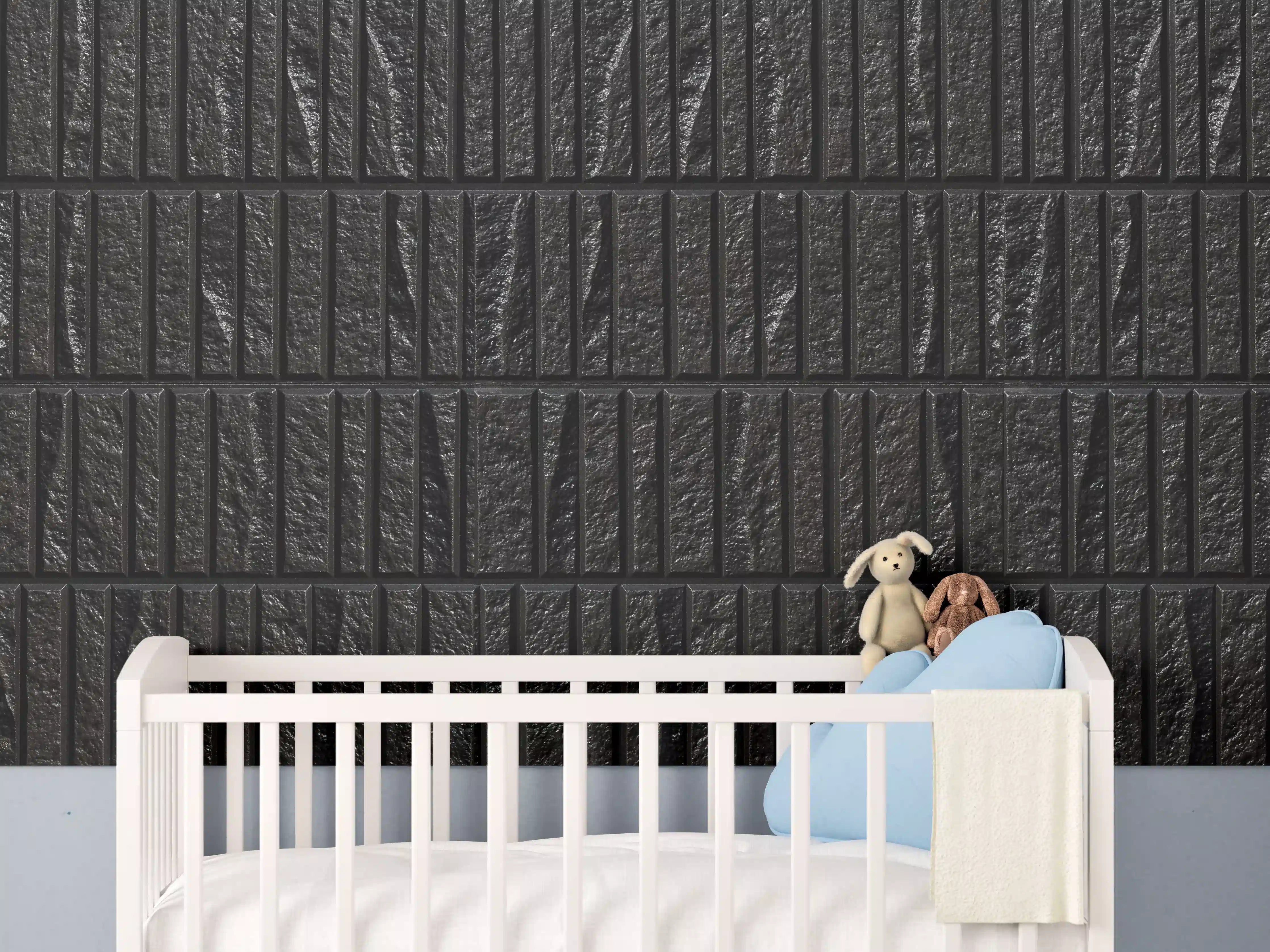 Babyzimmer Wandgestaltung - Panorama der modernen schwarzen Steinfliese