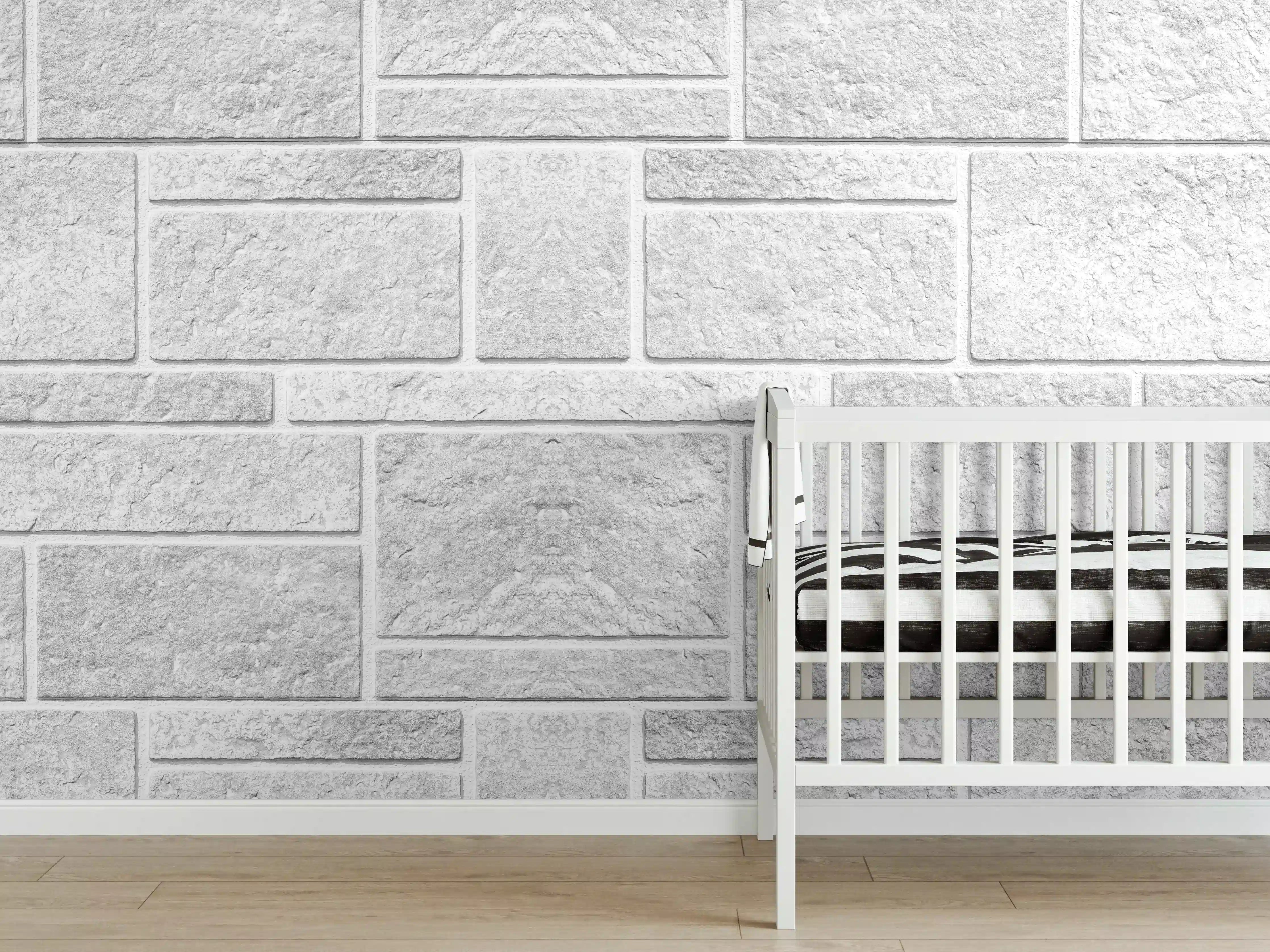 Babyzimmer Wandgestaltung - Panorama der rauen weißen Betonfliesen