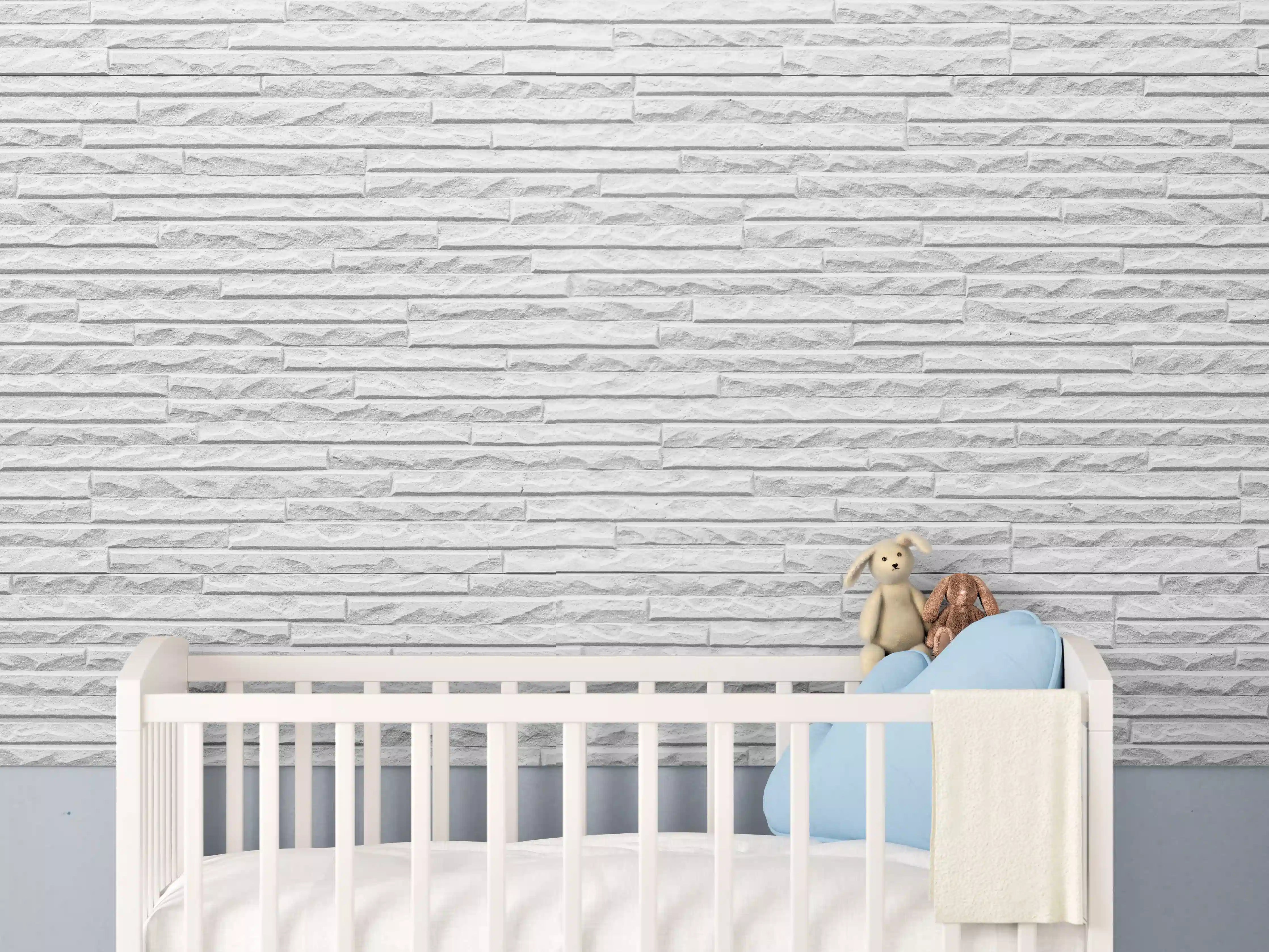 Babyzimmer Wandgestaltung - Panorama der weißen Steinwand