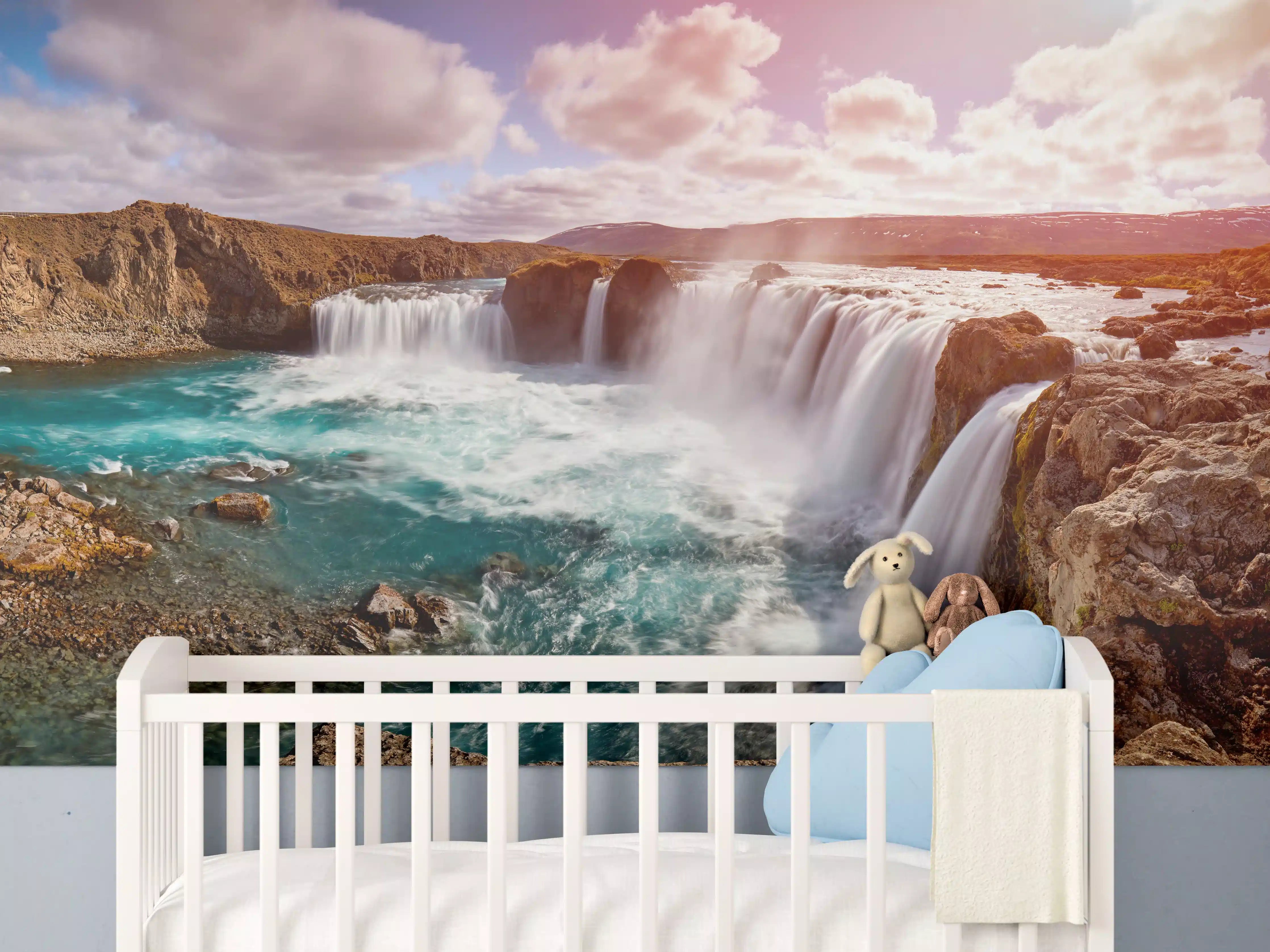 Babyzimmer Wandgestaltung - Panorama des Goldenen Rings von Island - Vintage