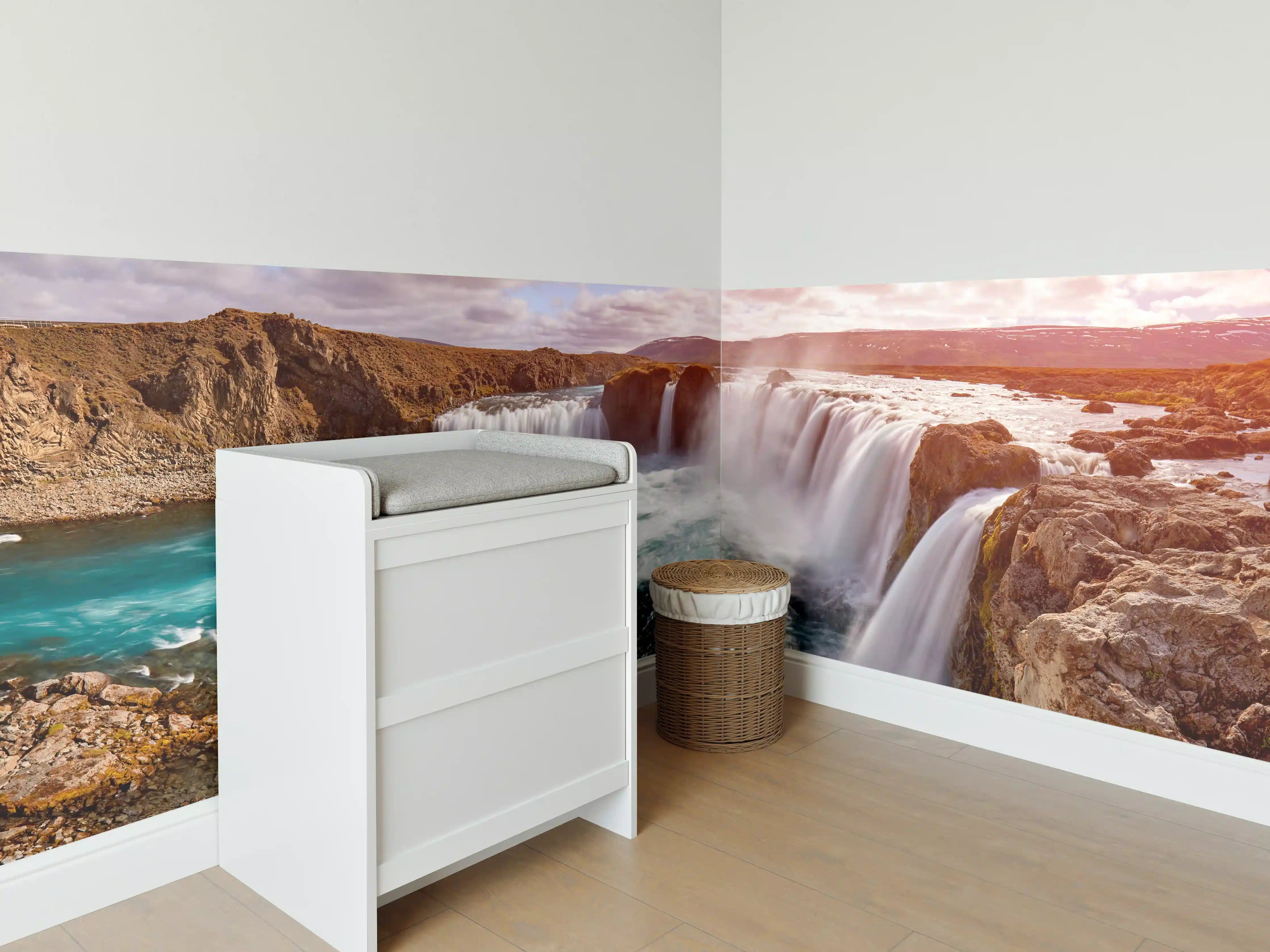 Babyzimmer Wandgestaltung - Panorama des Goldenen Rings von Island - Vintage