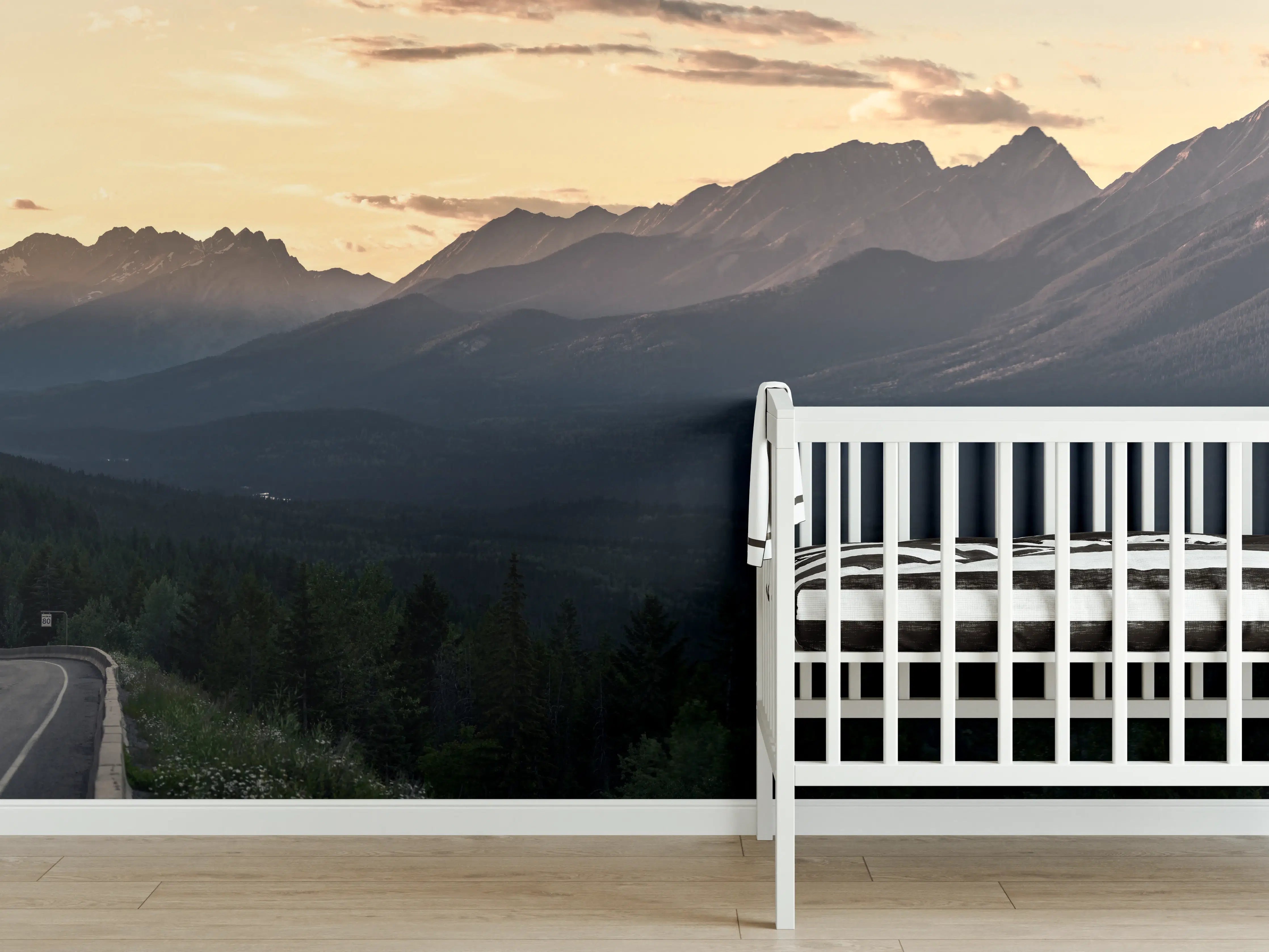 Babyzimmer Wandgestaltung - Panorama des Kooteney Valley bei Sonnenuntergang