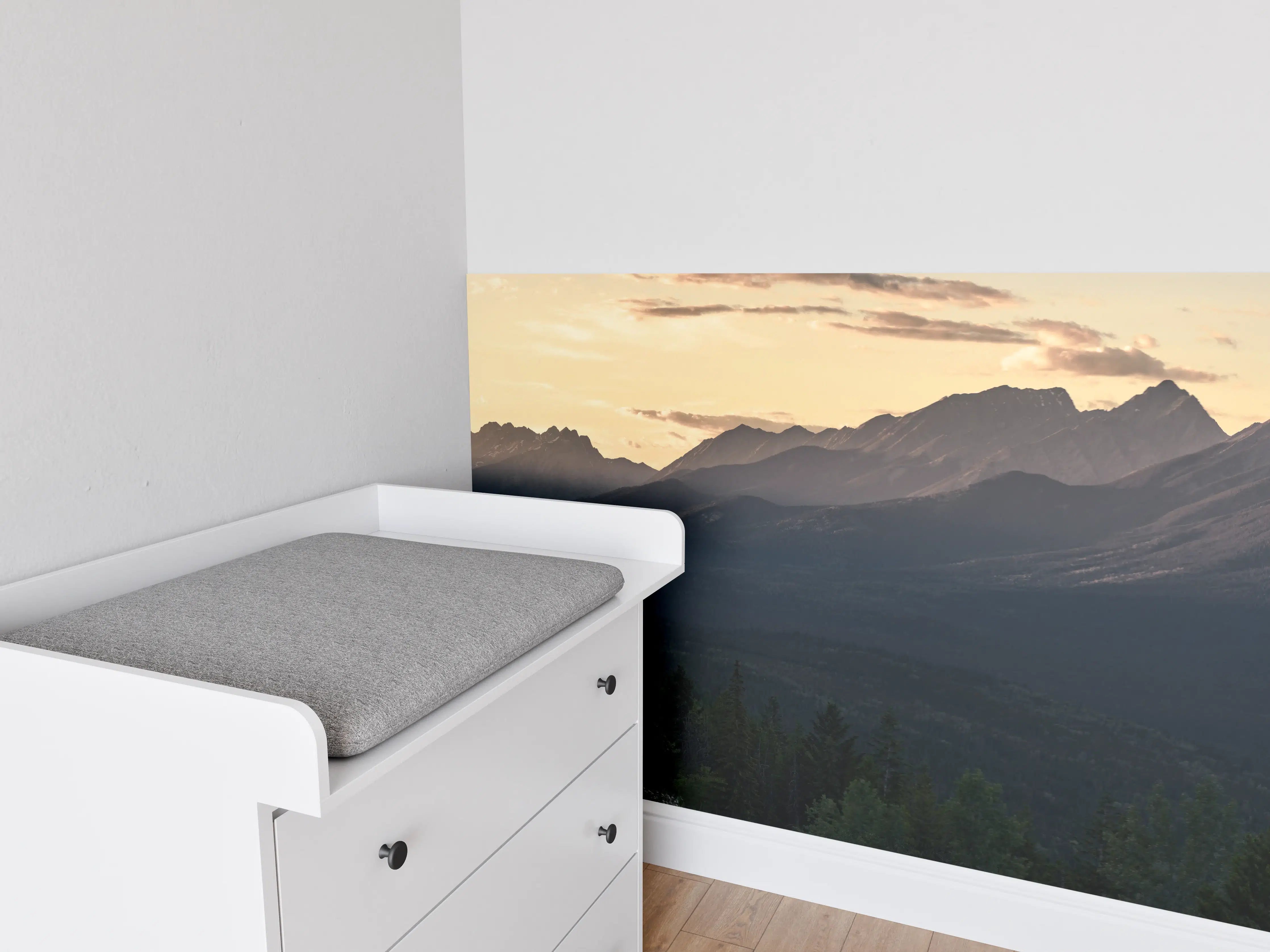Babyzimmer Wandgestaltung - Panorama des Kooteney Valley bei Sonnenuntergang