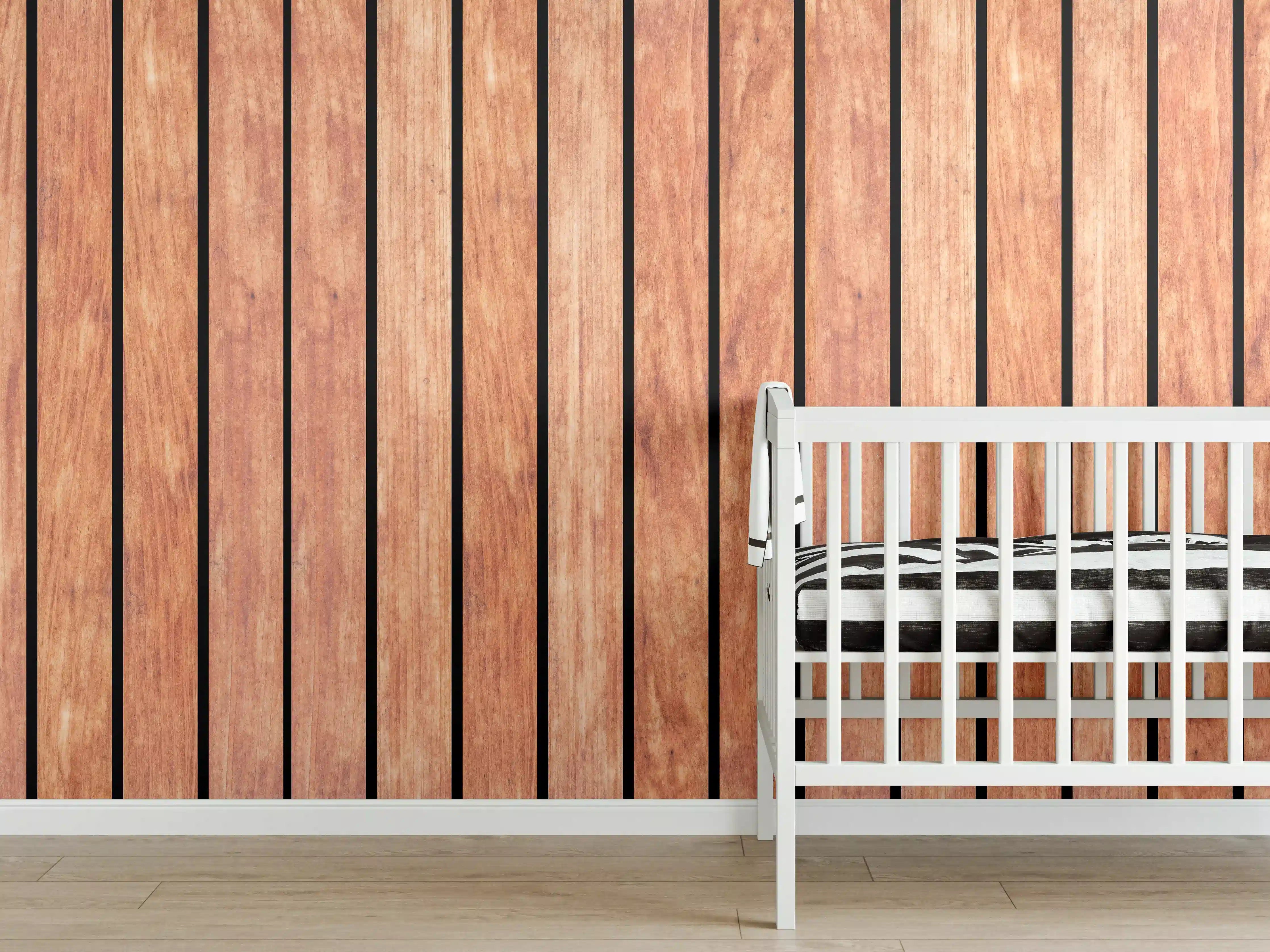 Babyzimmer Wandgestaltung - Panorama von hellen Holzplanken