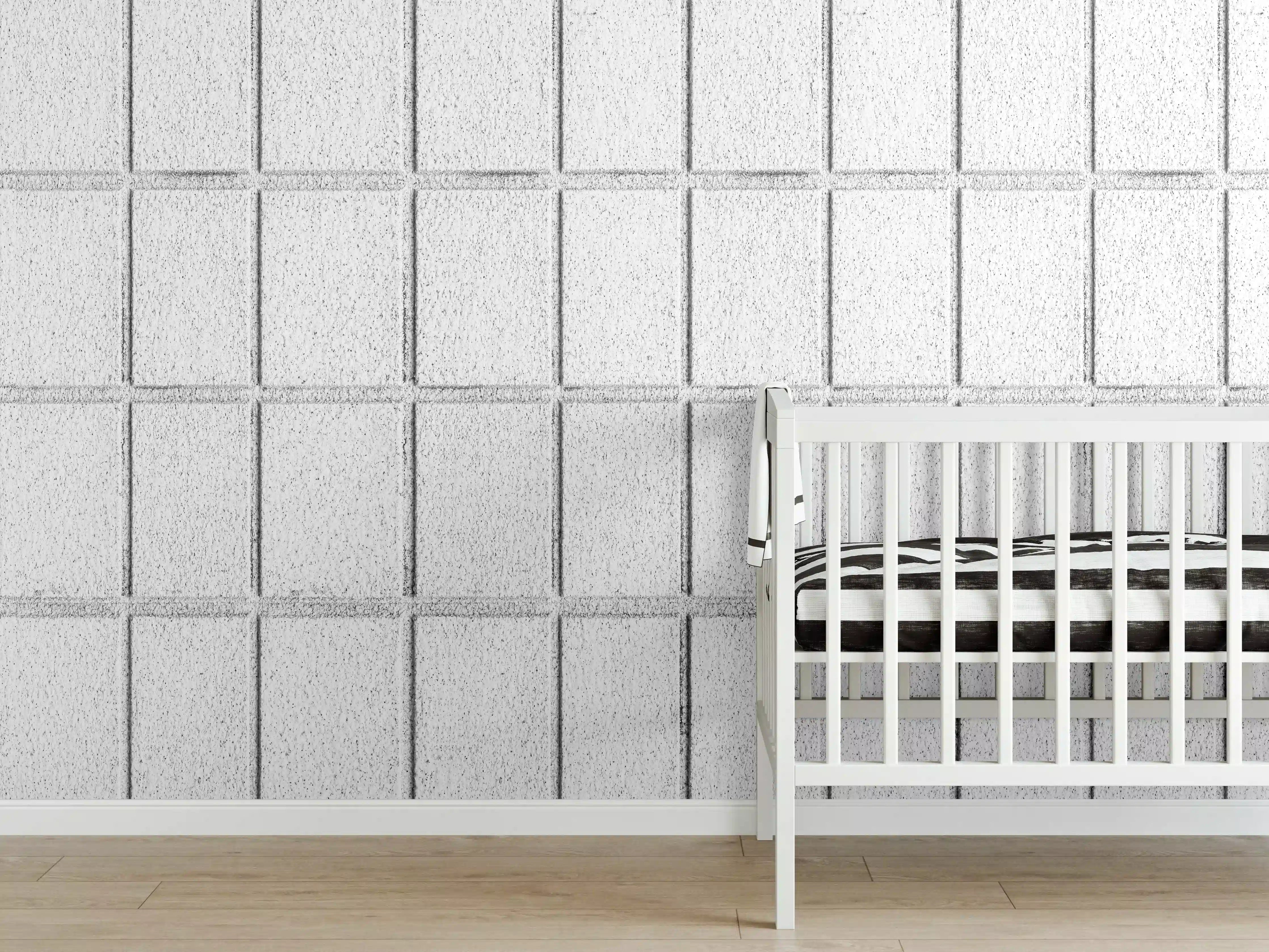 Babyzimmer Wandgestaltung - Panorama von weißem Betonblock Wand