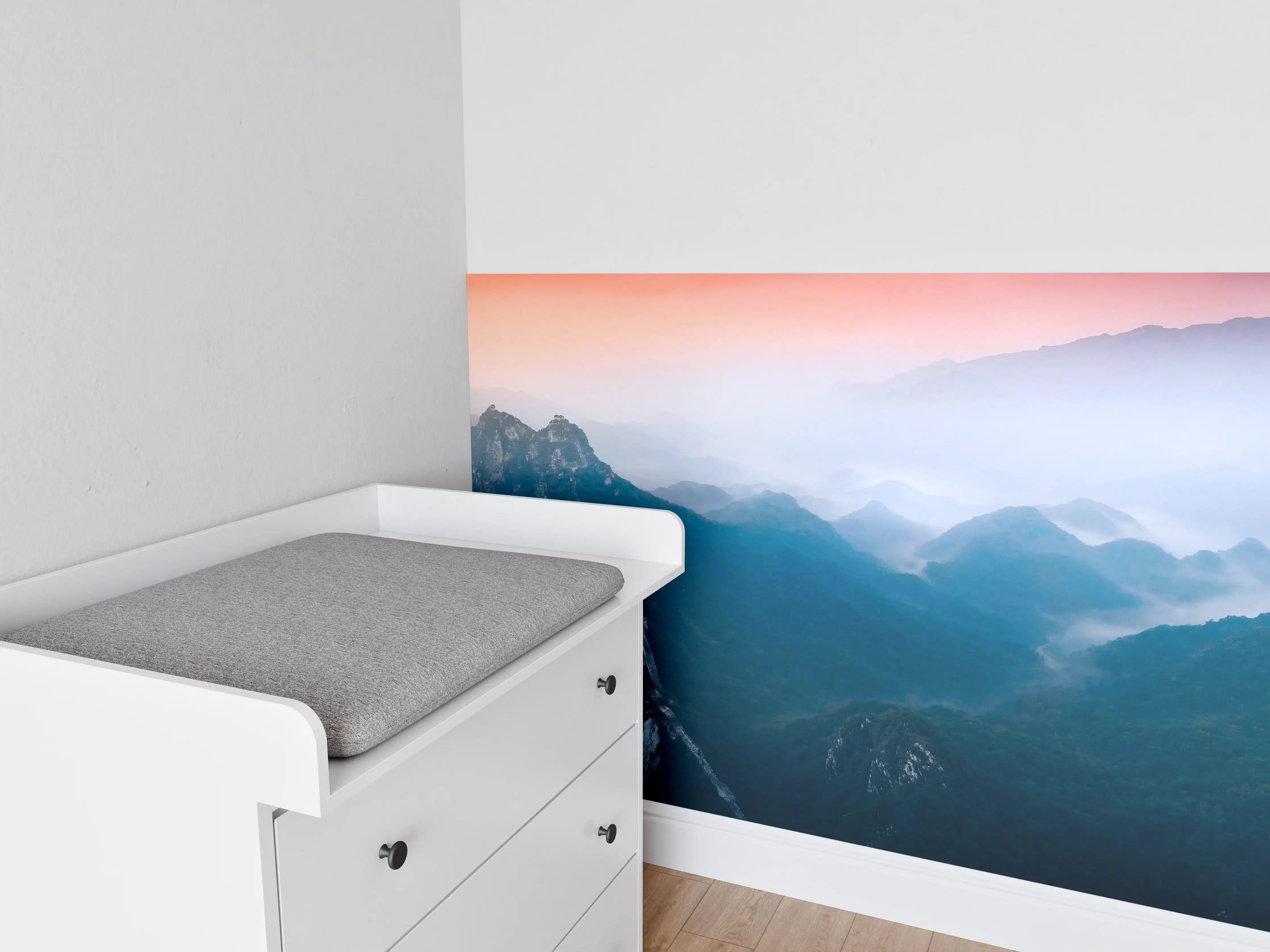 Babyzimmer Wandgestaltung - Panoramablick auf Berge