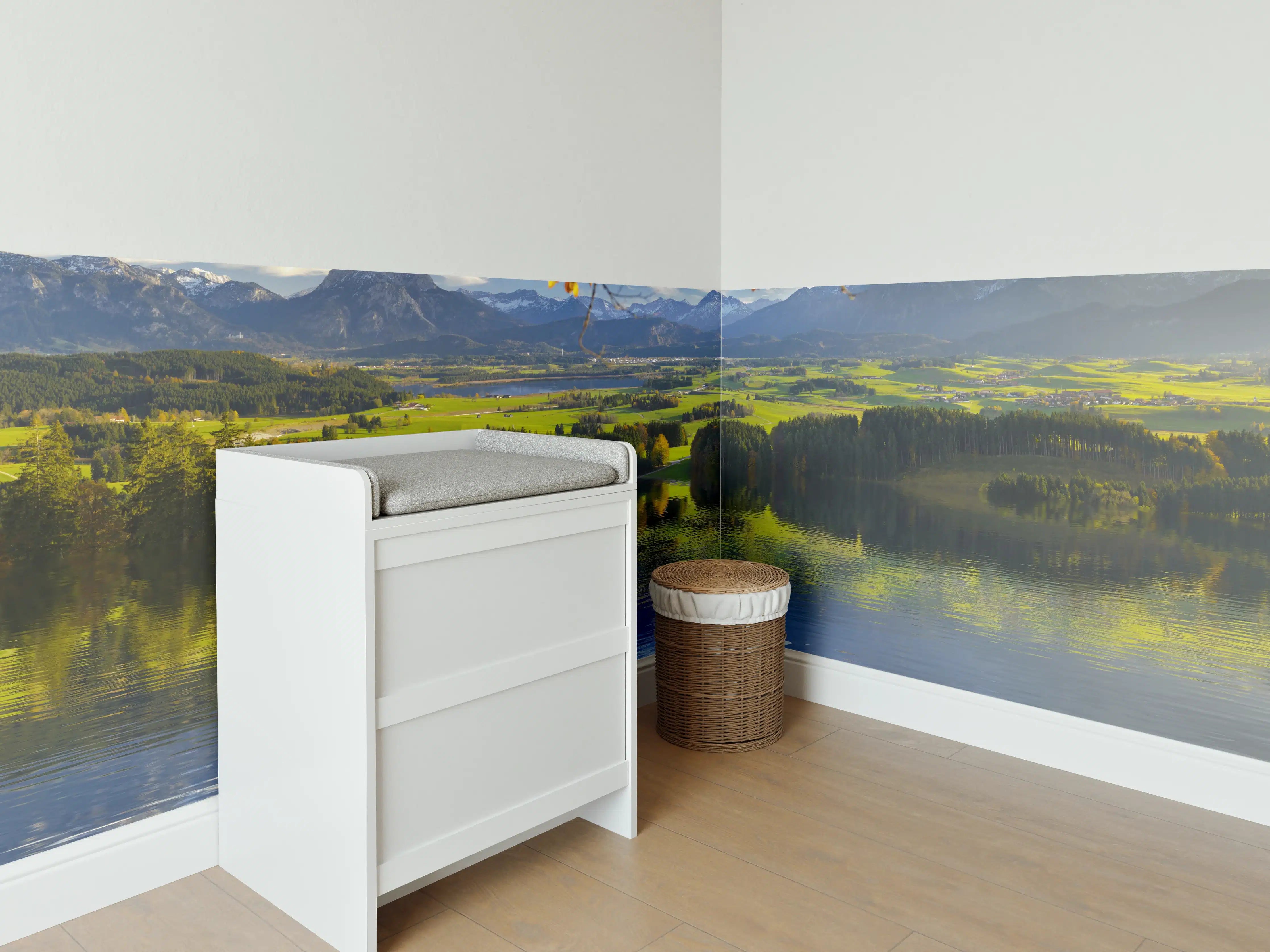 Babyzimmer Wandgestaltung - Panoramalandschaft in Bayern im Herbst