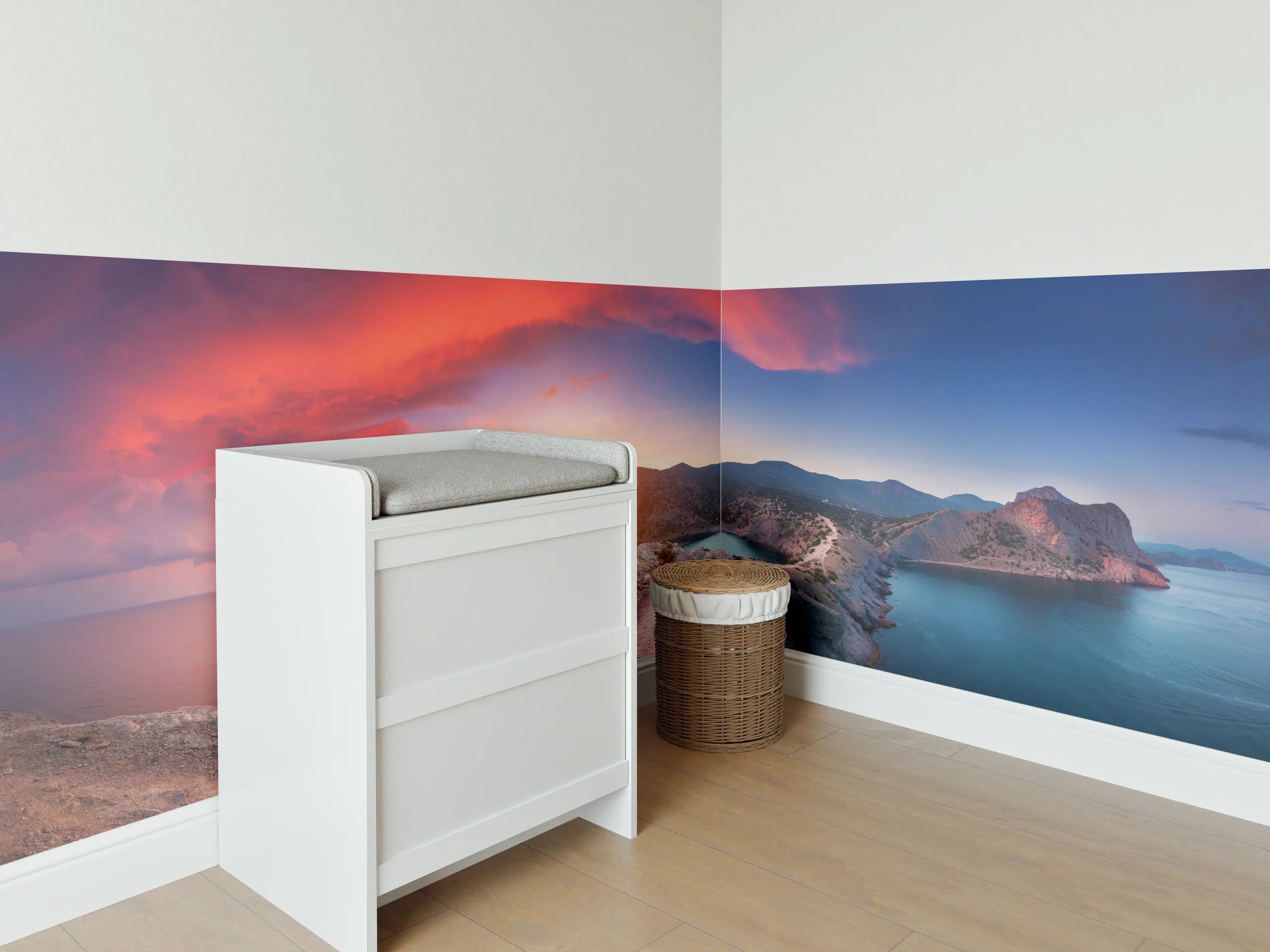 Babyzimmer Wandgestaltung - Panoramalandschaft mit Bergen
