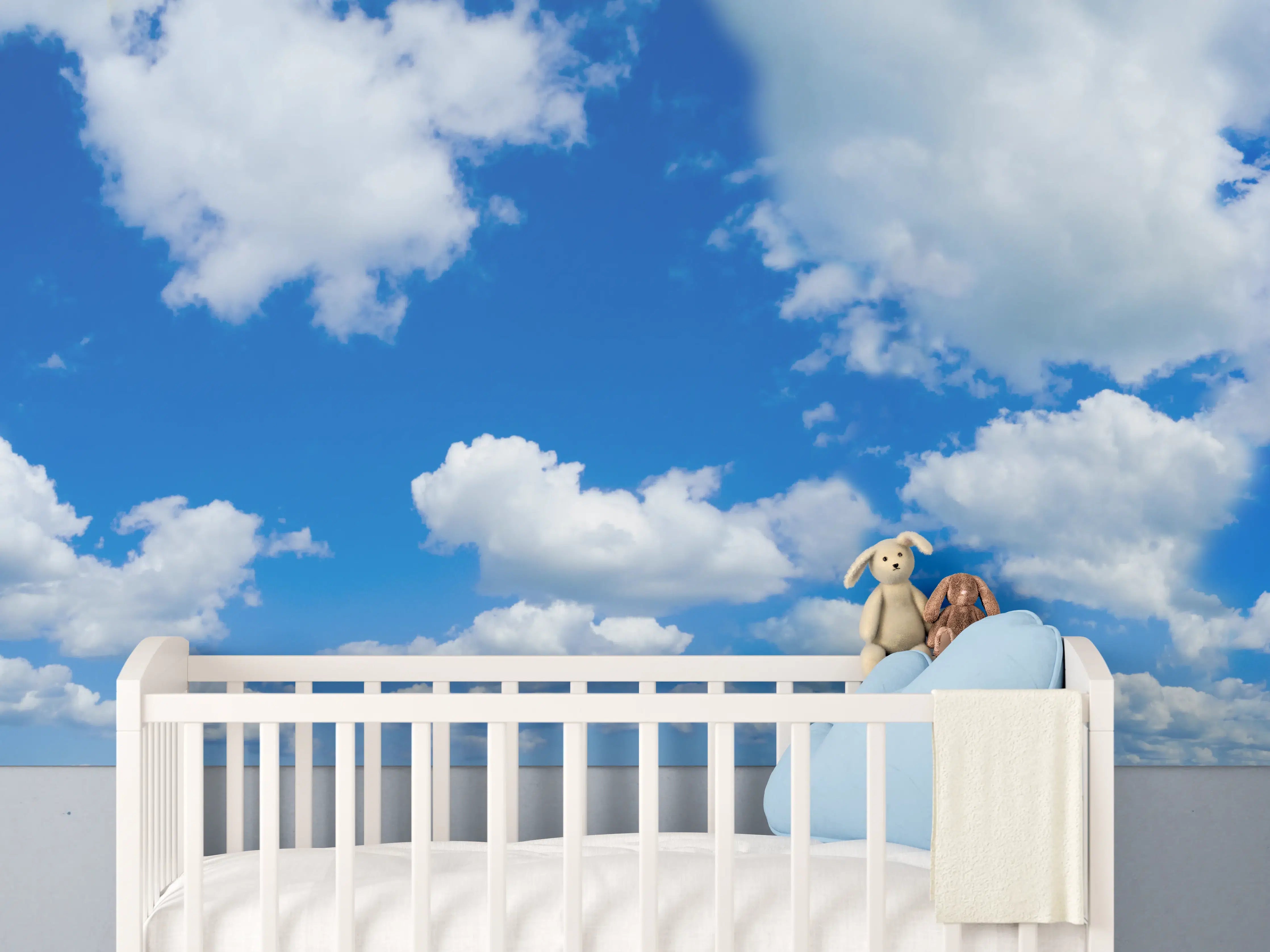 Babyzimmer Wandgestaltung - Panoramischer Himmel mit Wolken