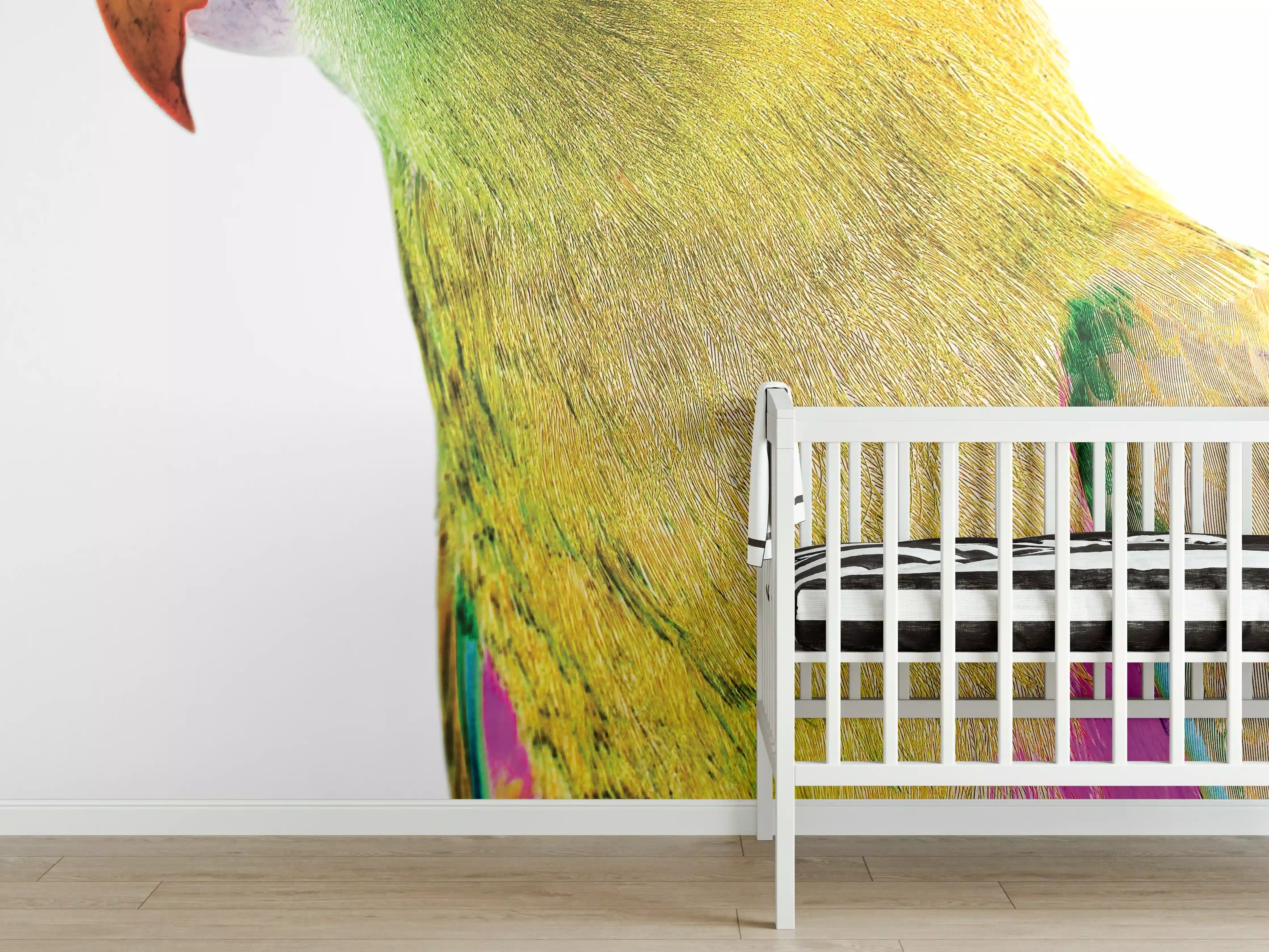 Babyzimmer Wandgestaltung - Papagei - Nahaufnahme