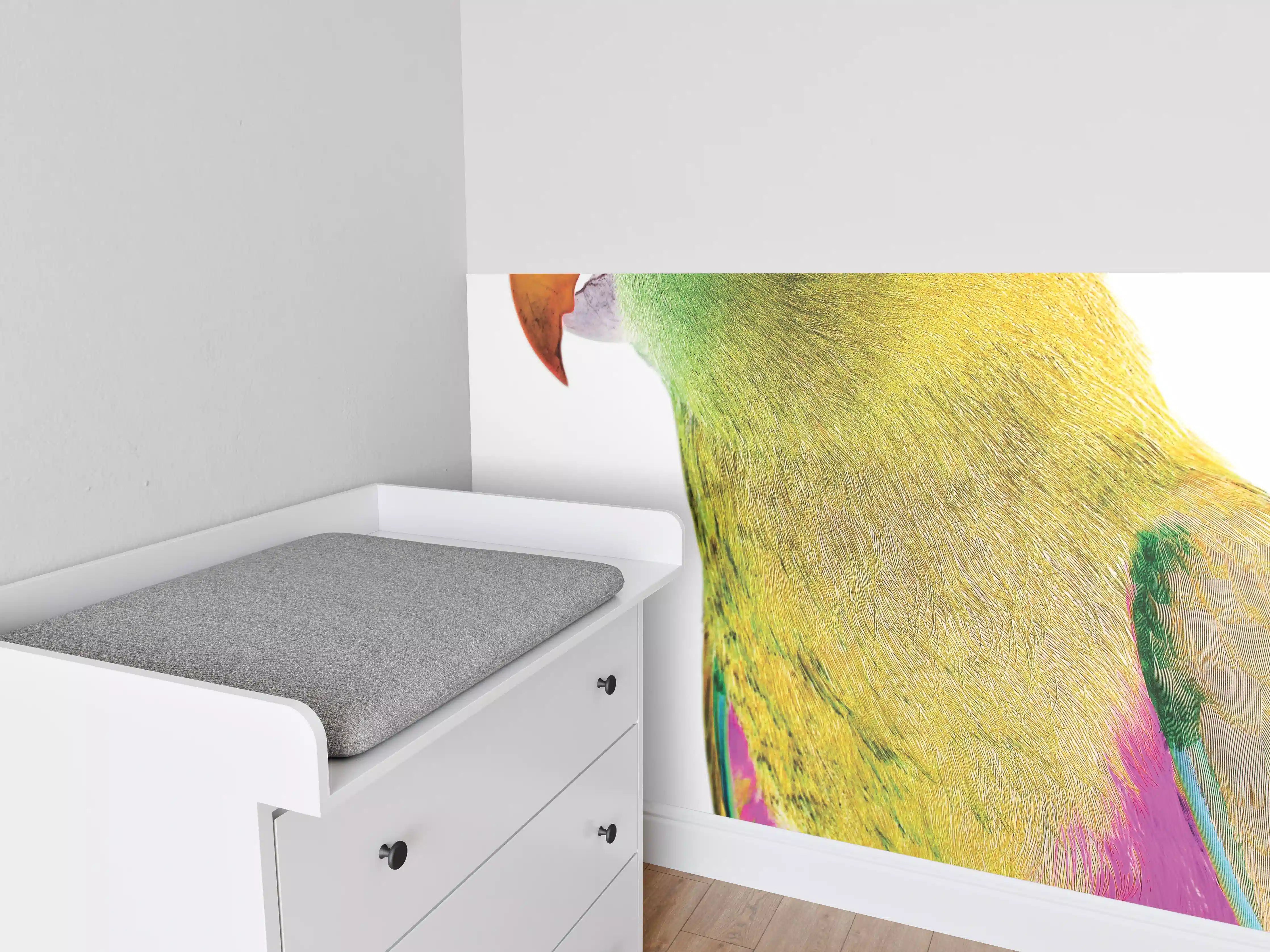 Babyzimmer Wandgestaltung - Papagei - Nahaufnahme