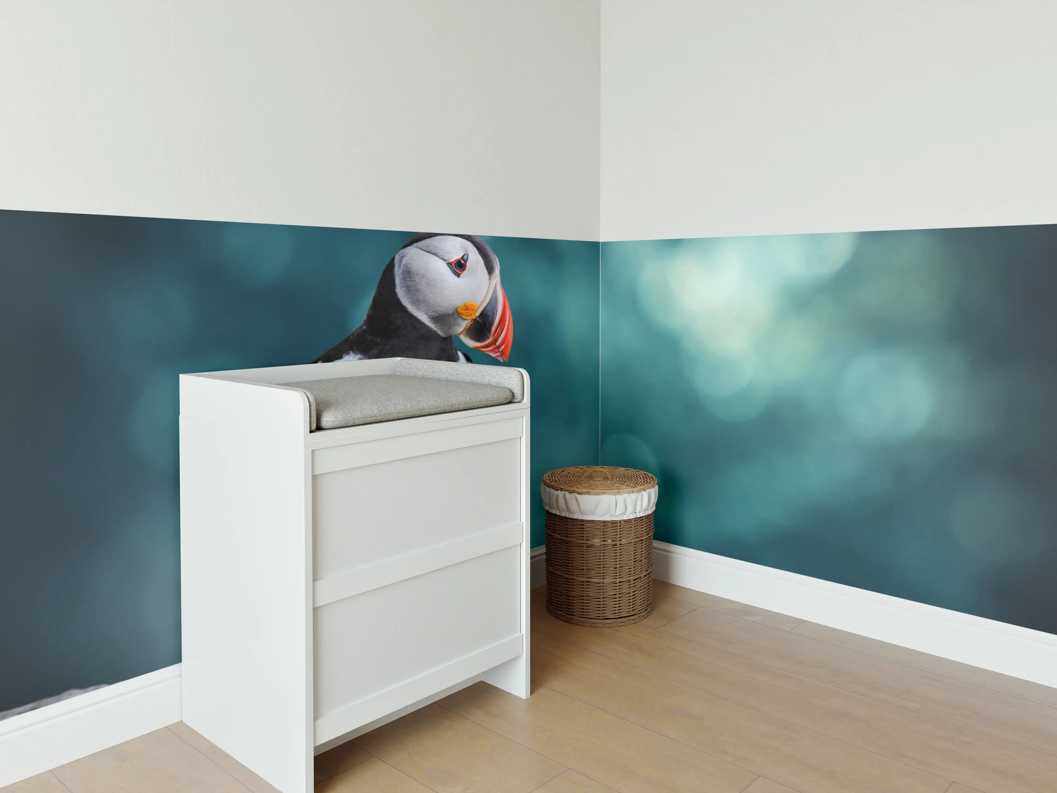 Babyzimmer Wandgestaltung - Papageientaucher auf Fels