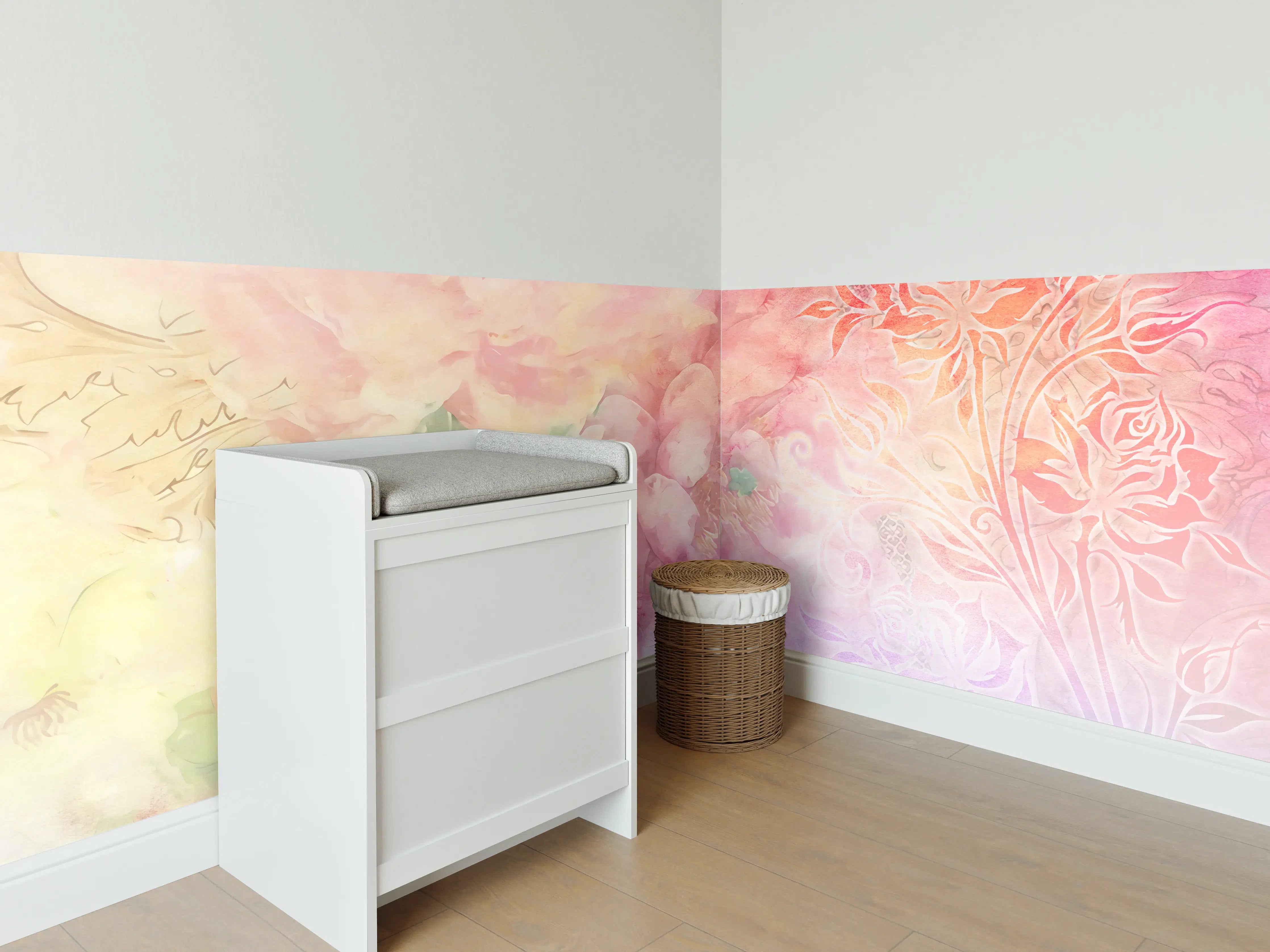 Babyzimmer Wandgestaltung - Pastell-Blüten-Zauber Illustration