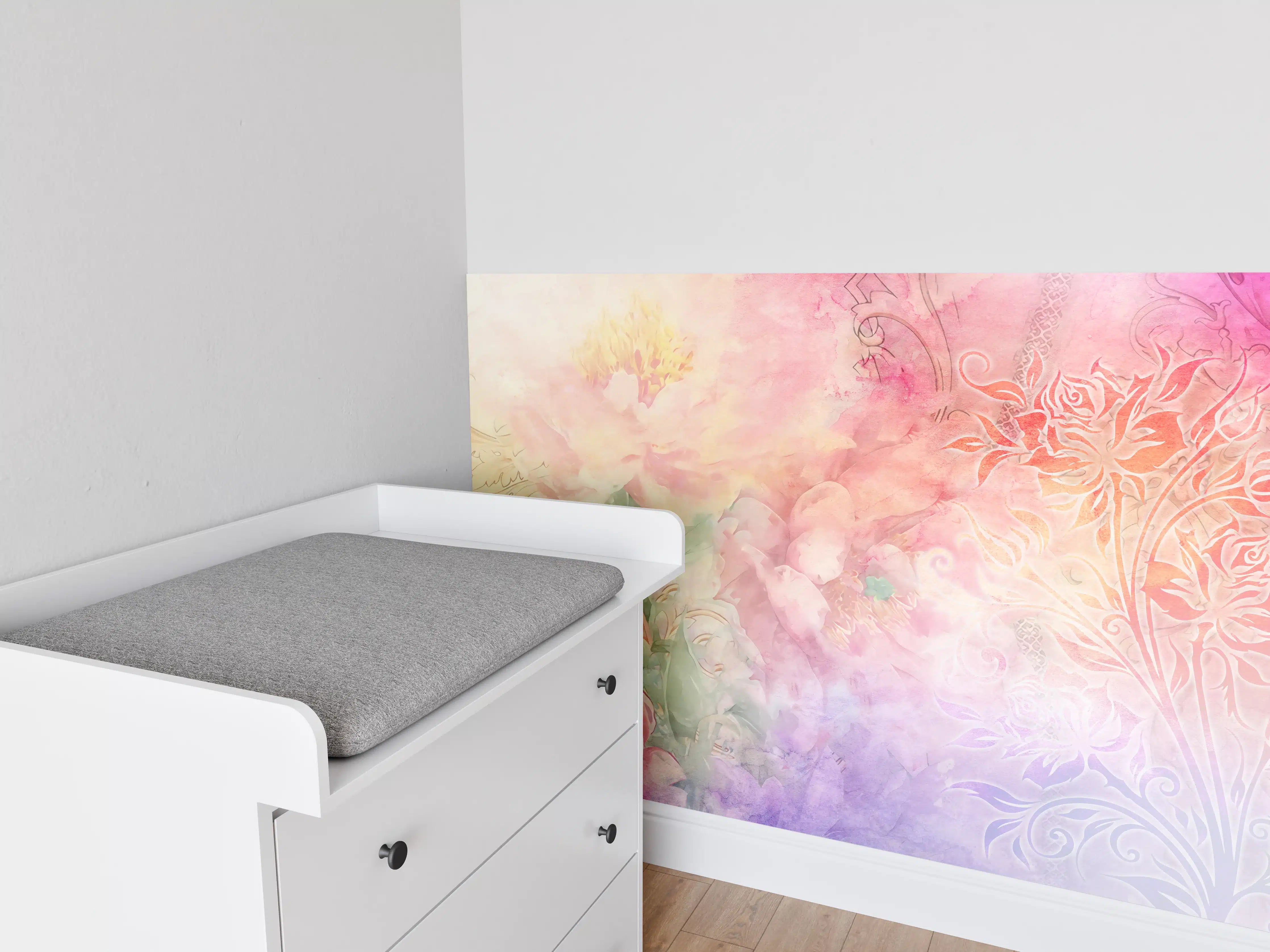 Babyzimmer Wandgestaltung - Pastell-Blüten-Zauber Illustration