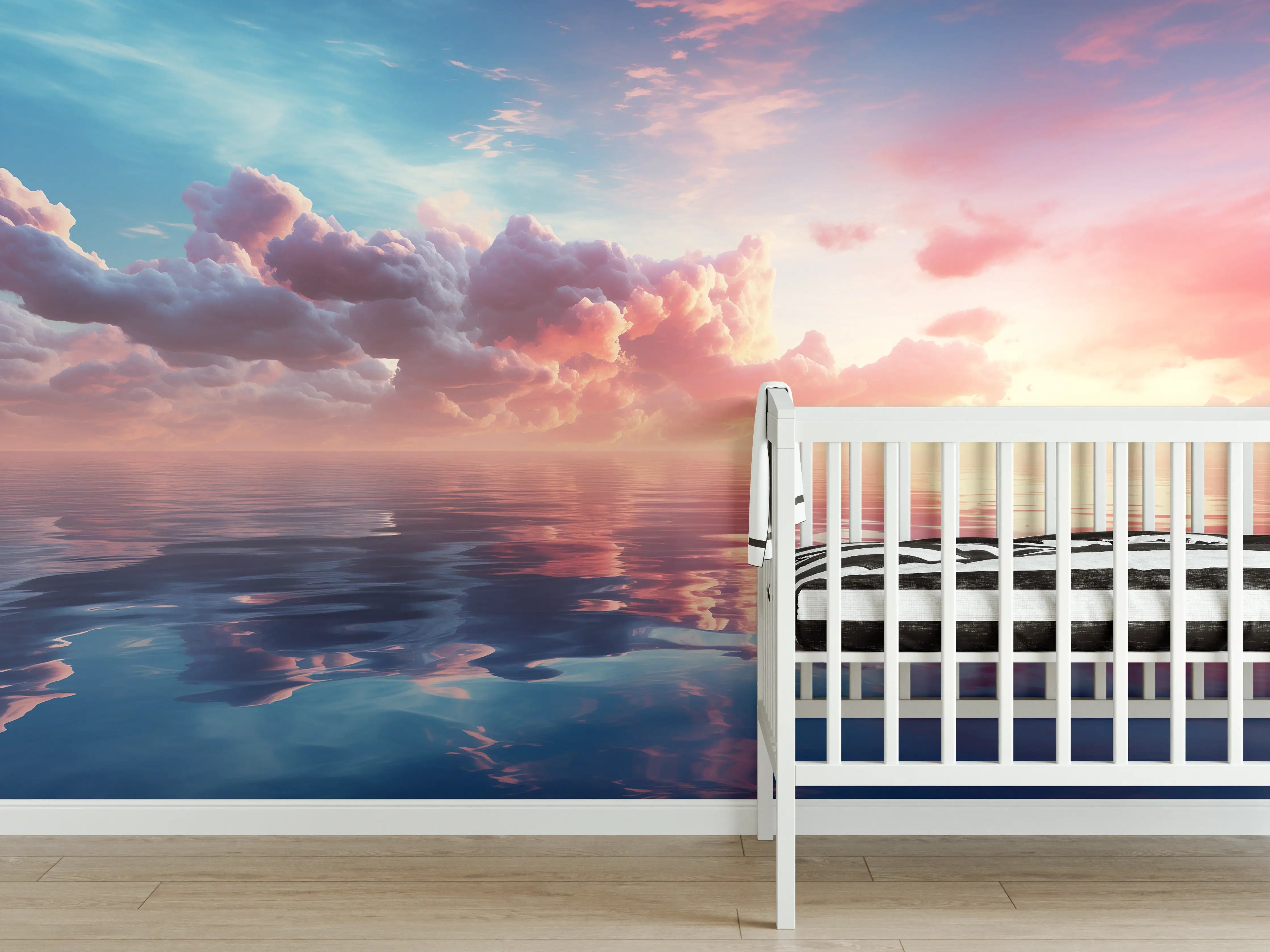 Babyzimmer Wandgestaltung - Pastell-Sonnenuntergang über Meer