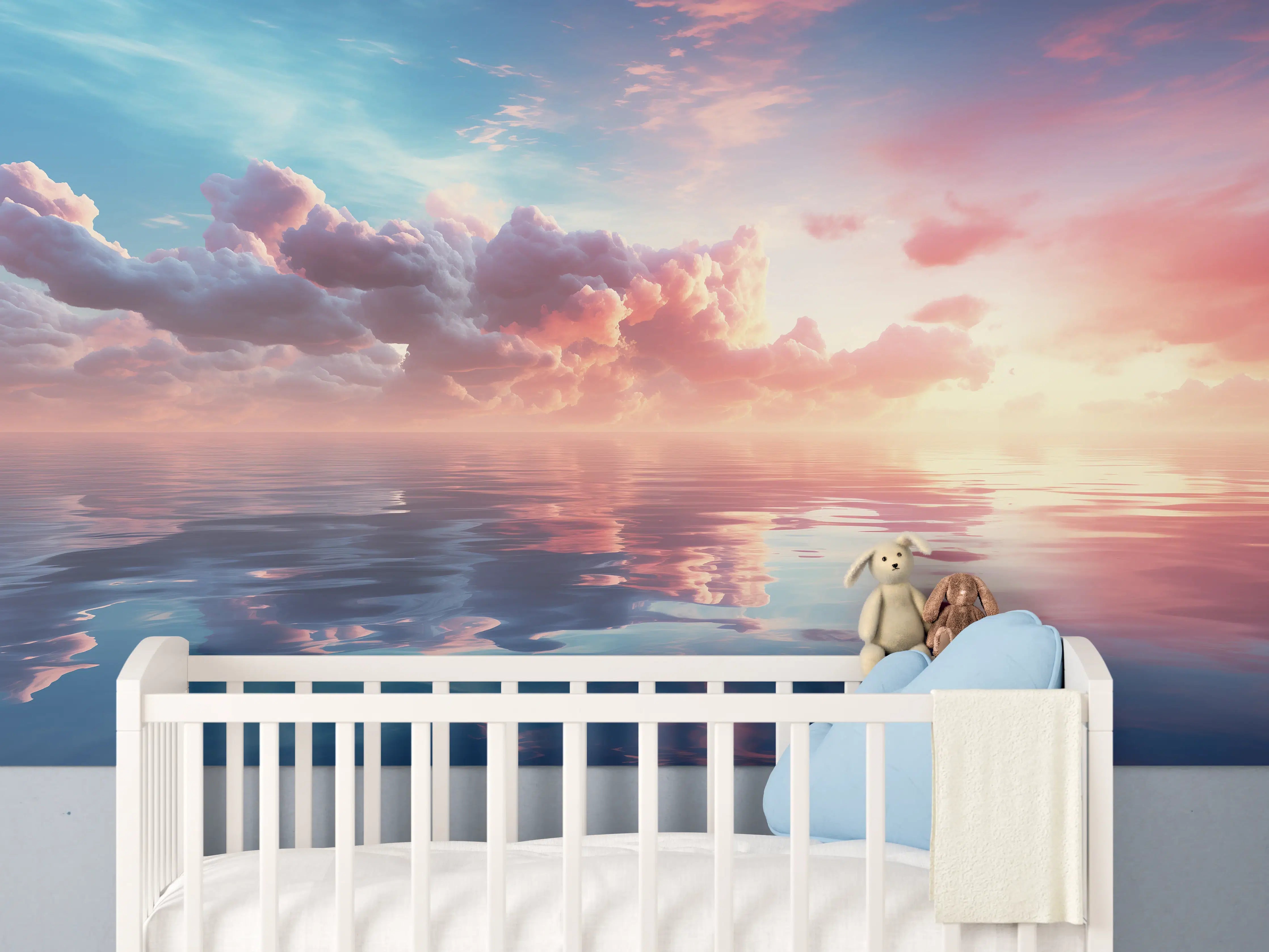 Babyzimmer Wandgestaltung - Pastell-Sonnenuntergang über Meer